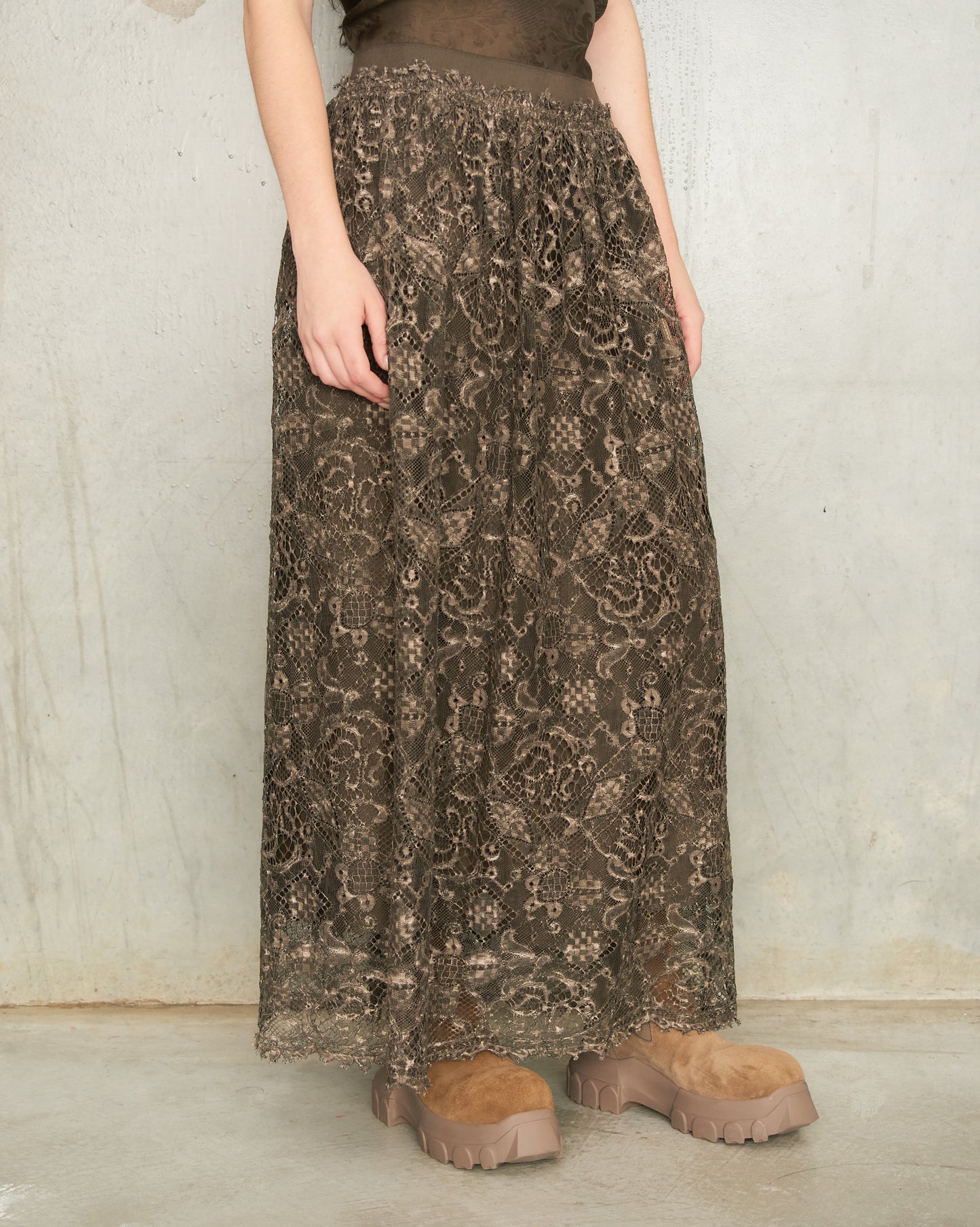 Dark Brown Lace Gillian Skirt