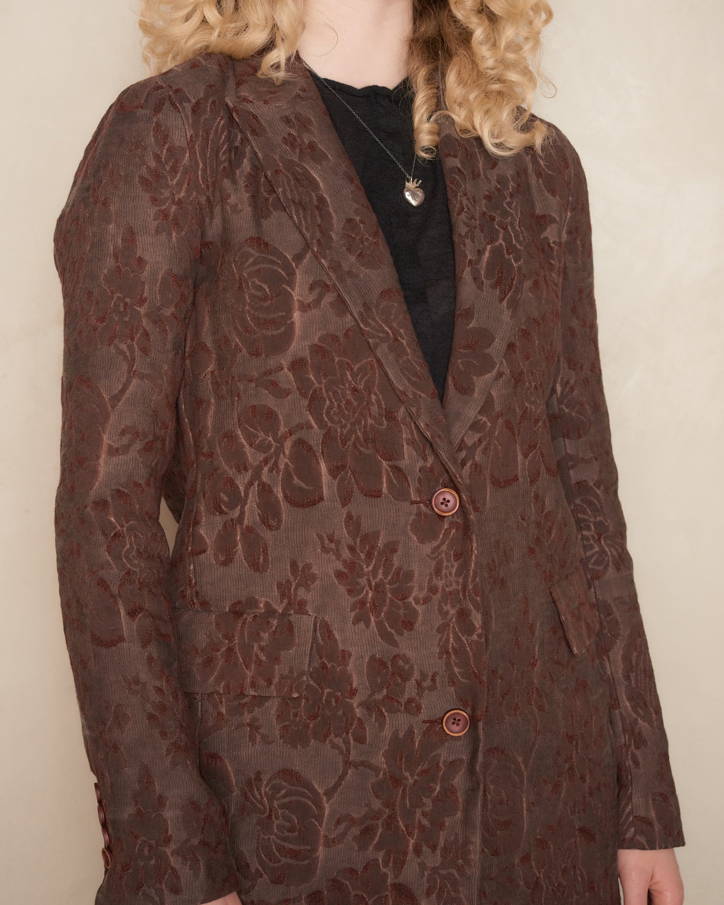 Dark Red Floral Jacquard Katia Jacket