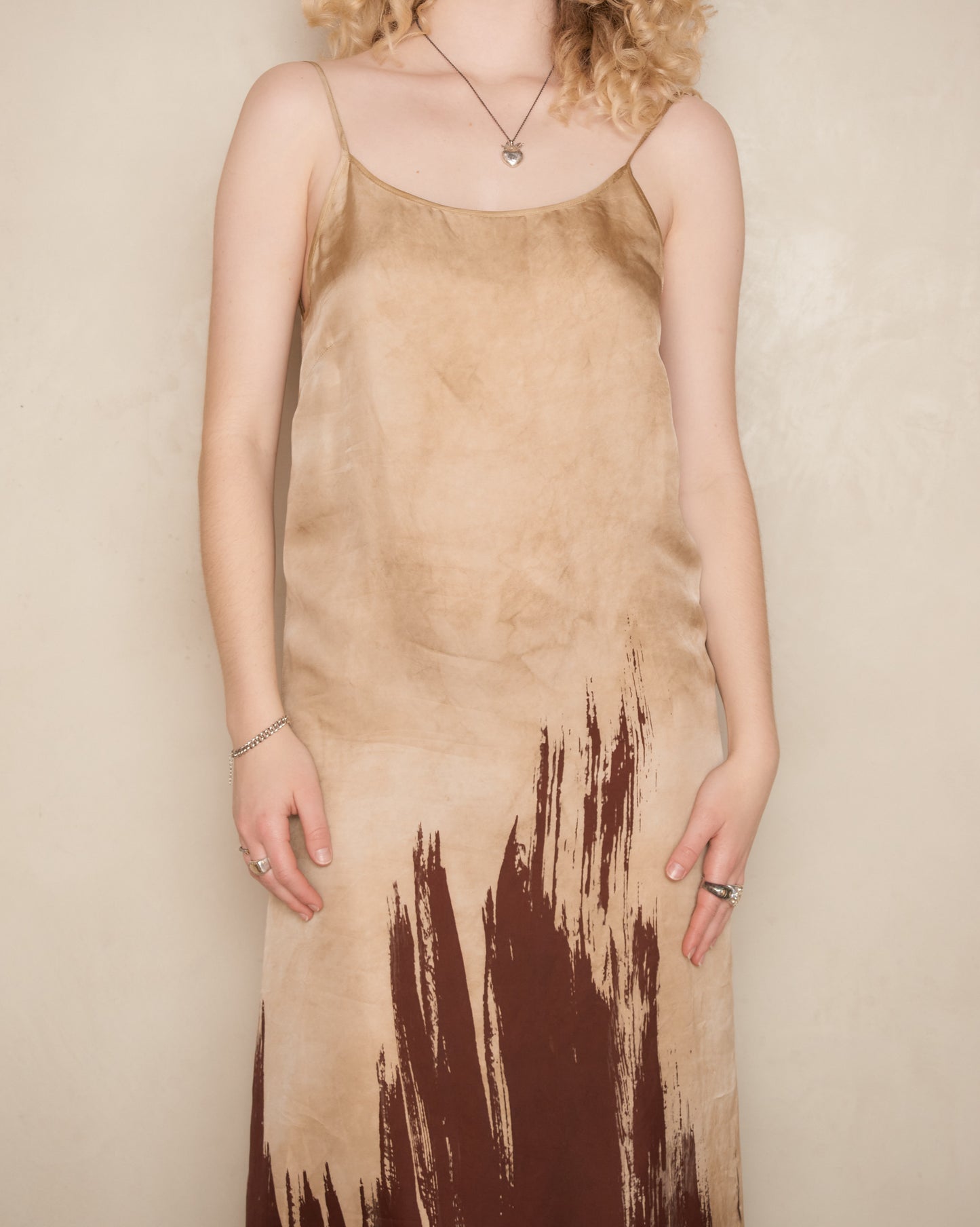 Red Dip-Dyed Tan Anaya Dress