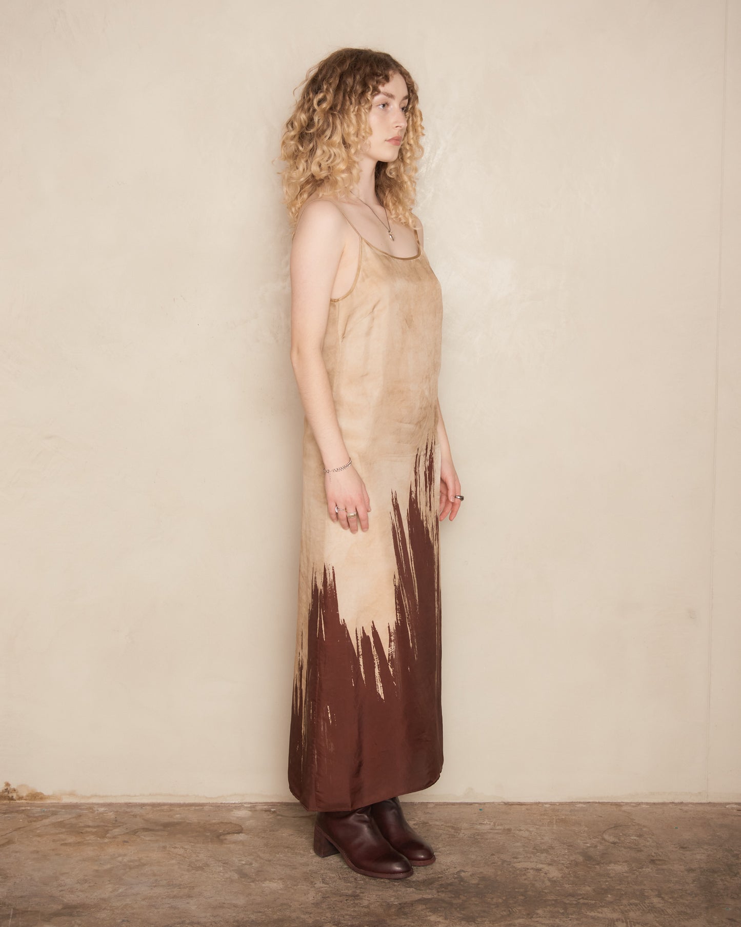 Red Dip-Dyed Tan Anaya Dress