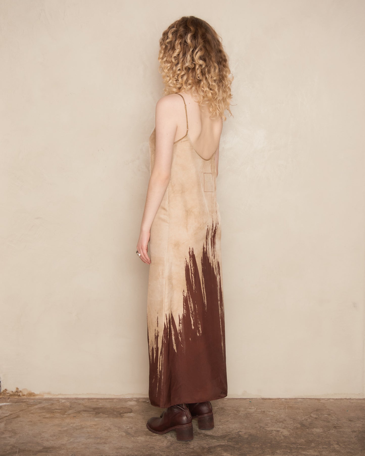 Red Dip-Dyed Tan Anaya Dress