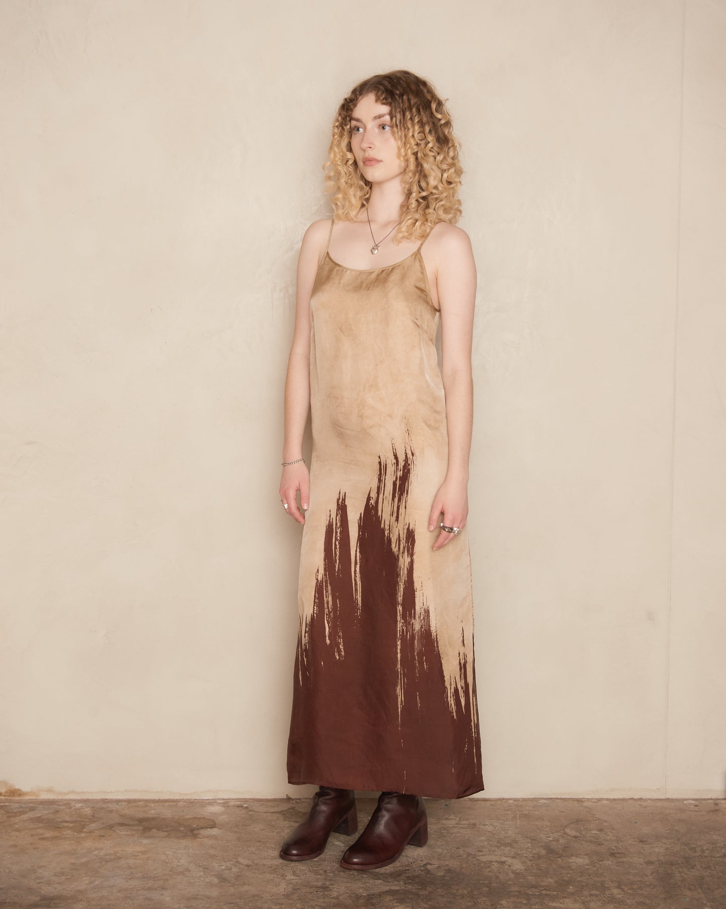 Red Dip-Dyed Tan Anaya Dress