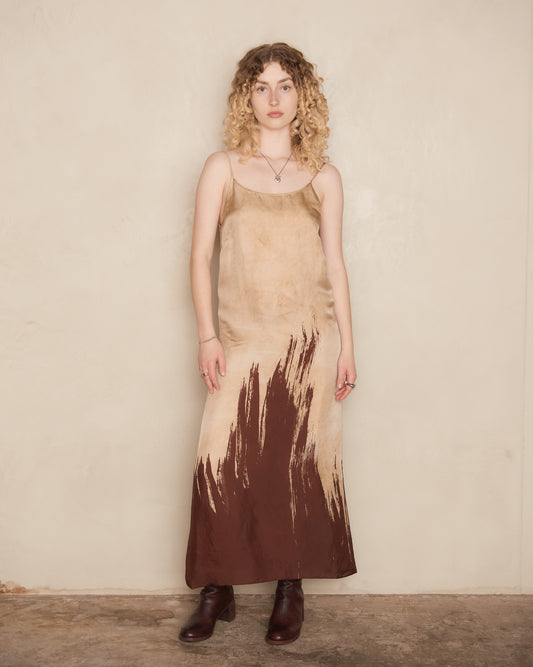 Red Dip-Dyed Tan Anaya Dress