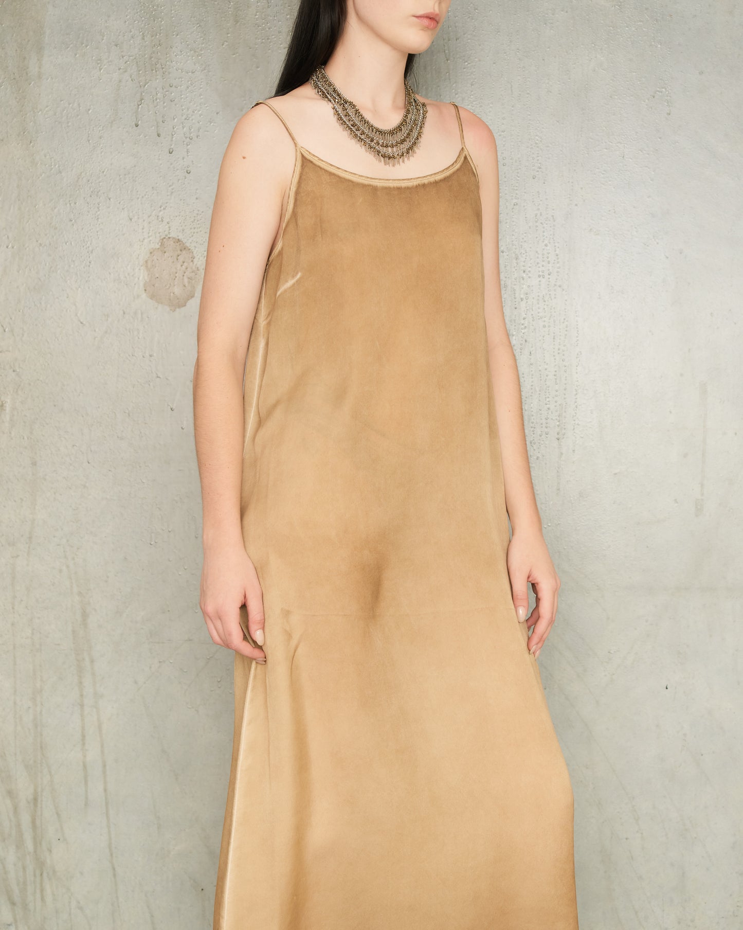 Tan Silk Anaya Dress