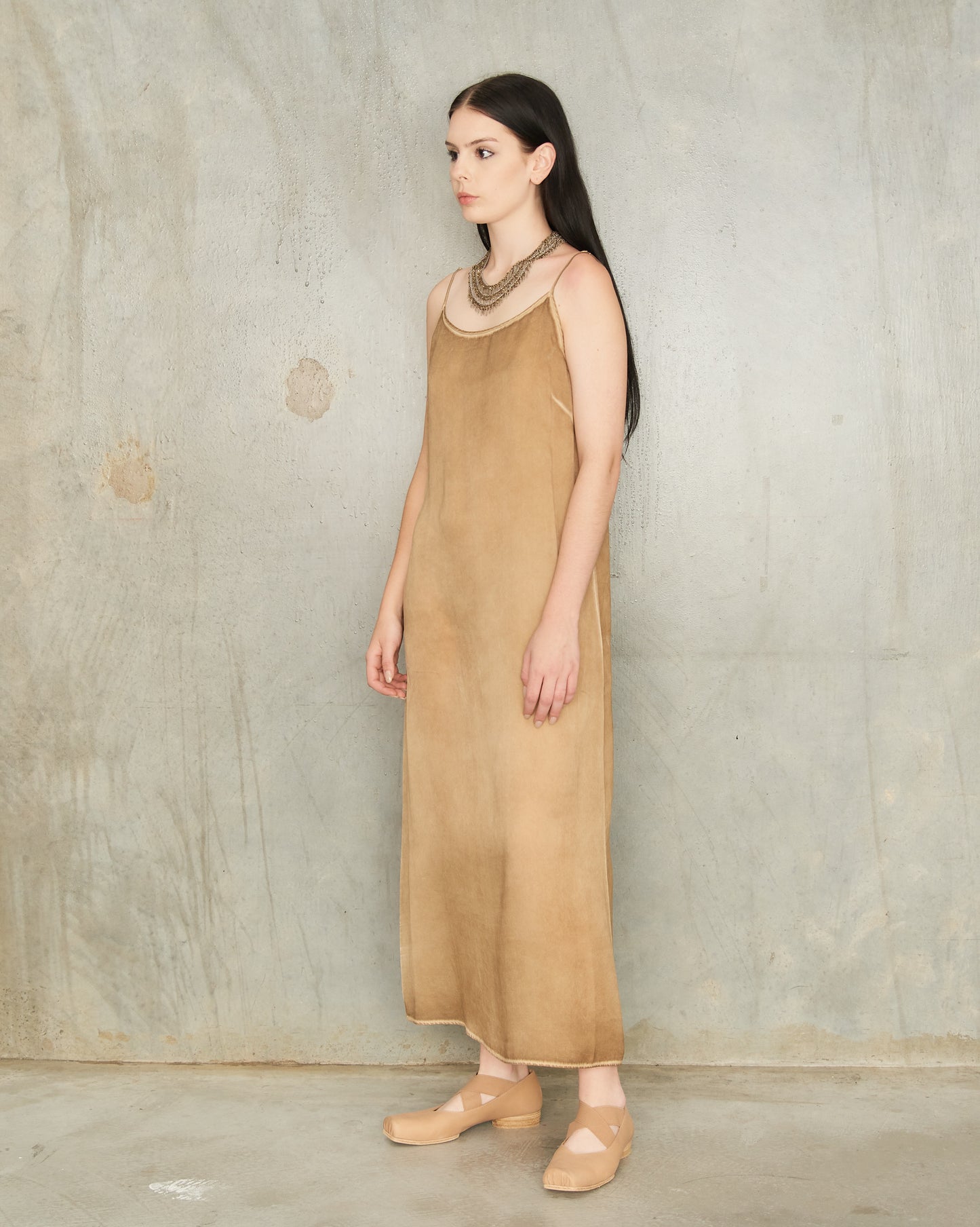 Tan Silk Anaya Dress