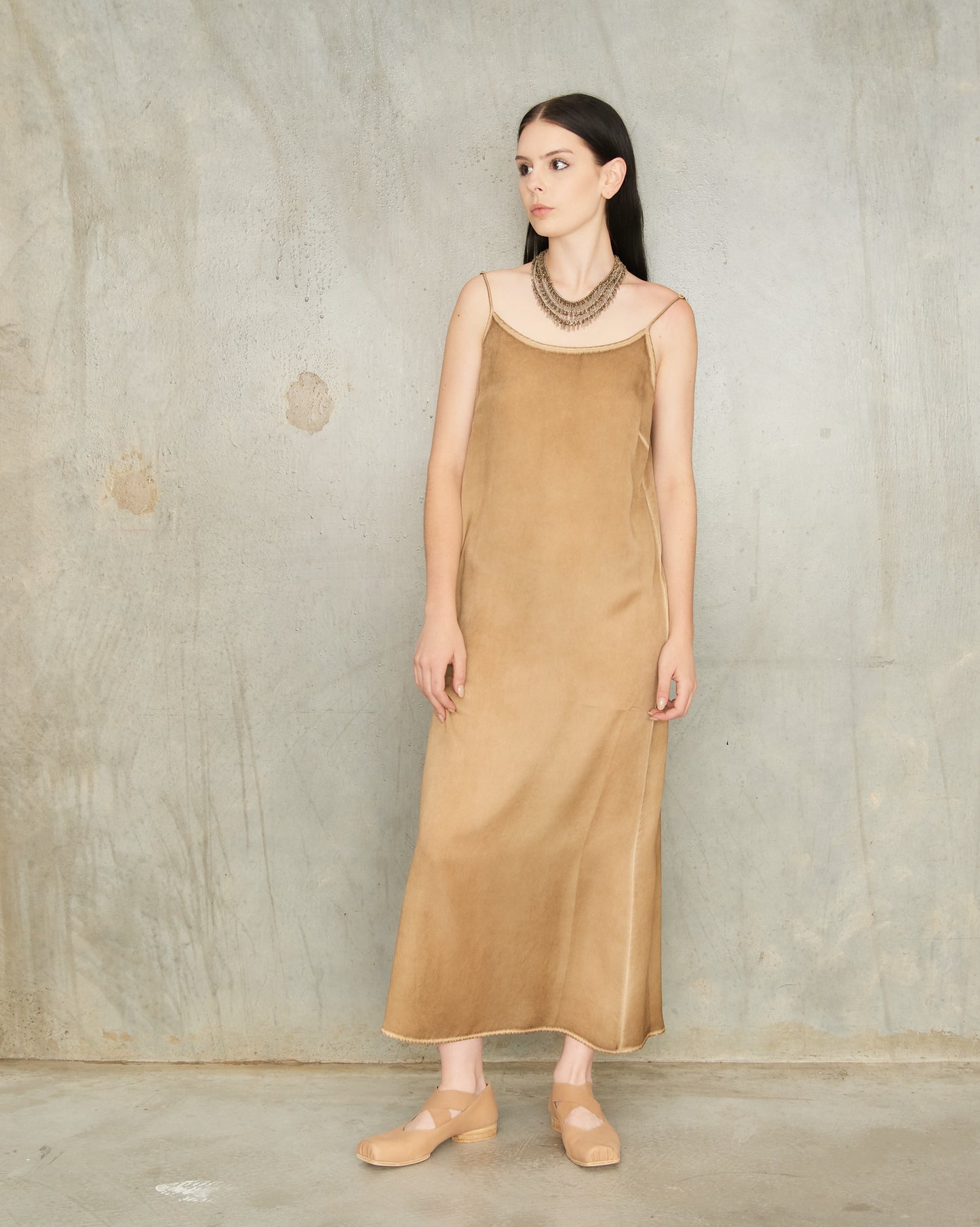 Tan Silk Anaya Dress