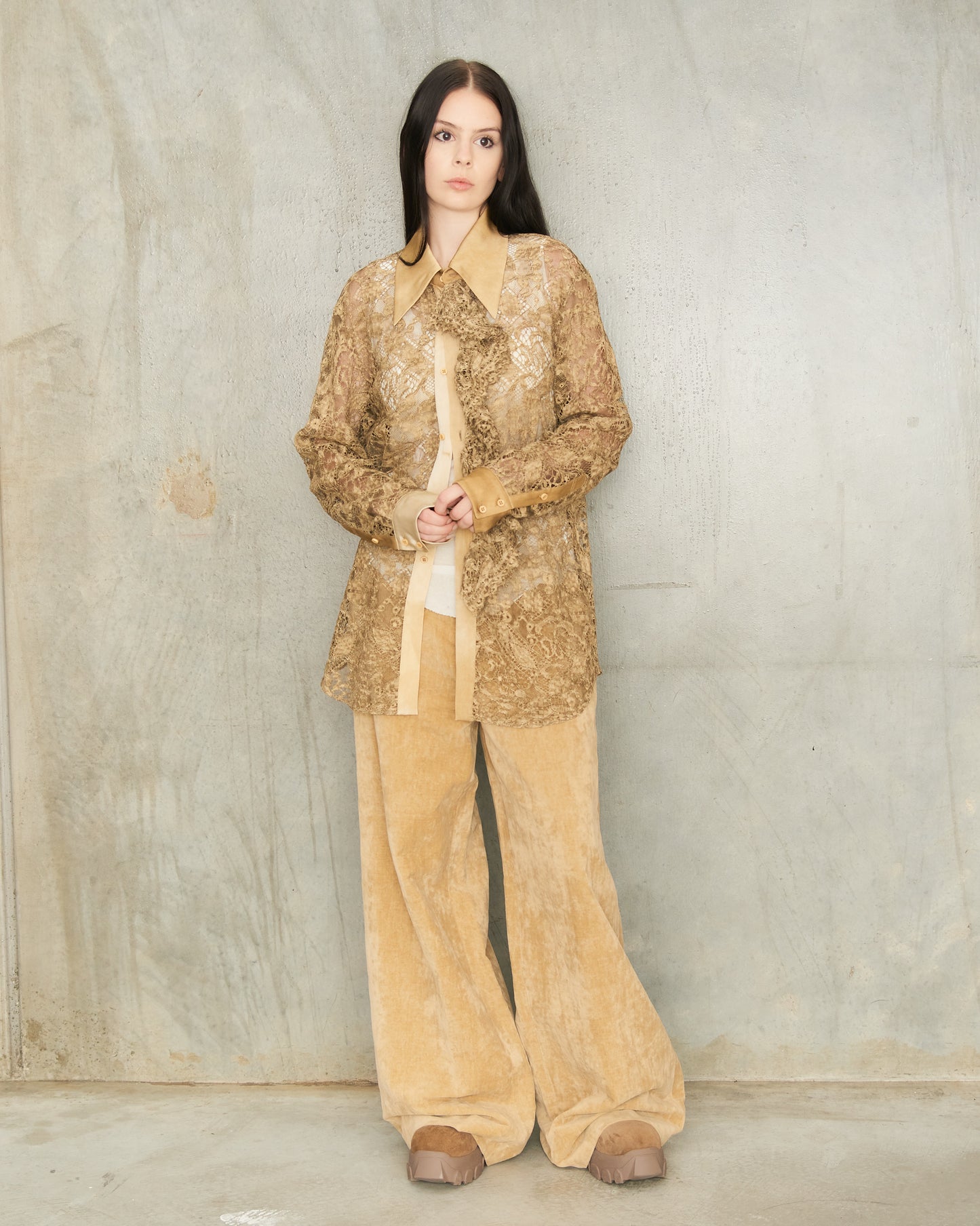 Tan Velvet Punnet Pants