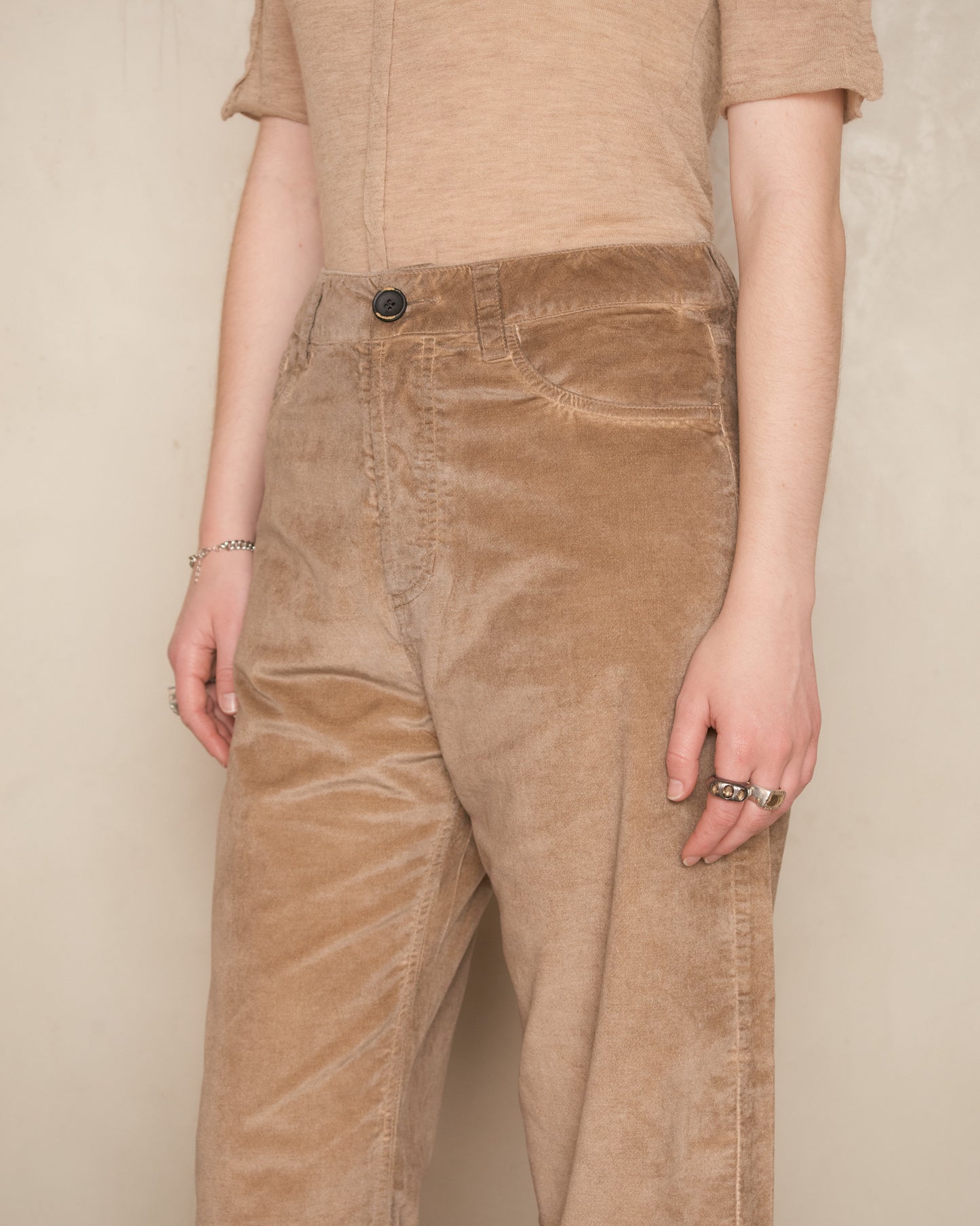 Tan Velvet Tree Pants