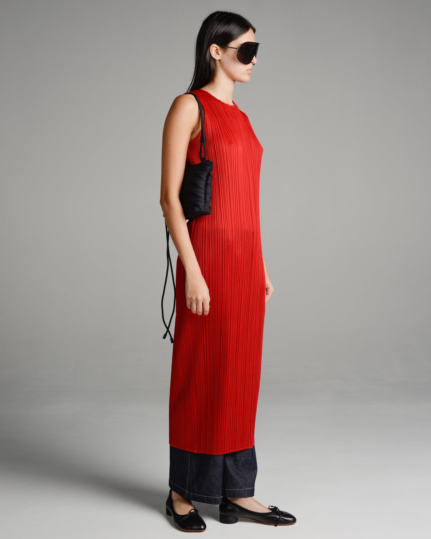 Basic Red Pleated Tank Dress