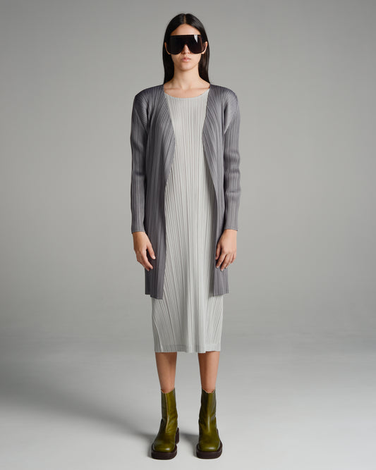 Basic Grey Pleated Longline Cardigan