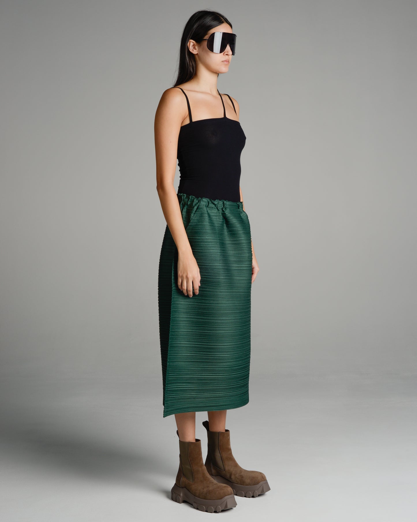 Dark Green Bounce Pleat Skirt