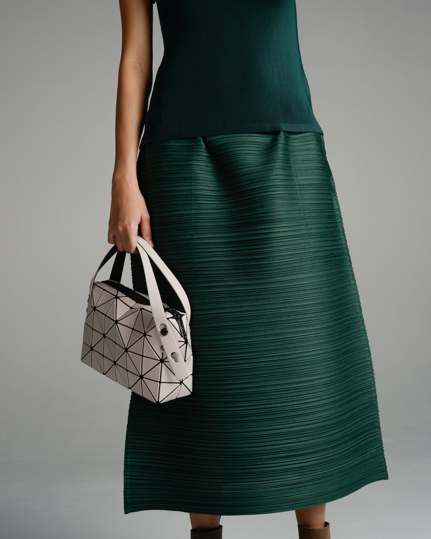 Dark Green Bounce Pleat Skirt