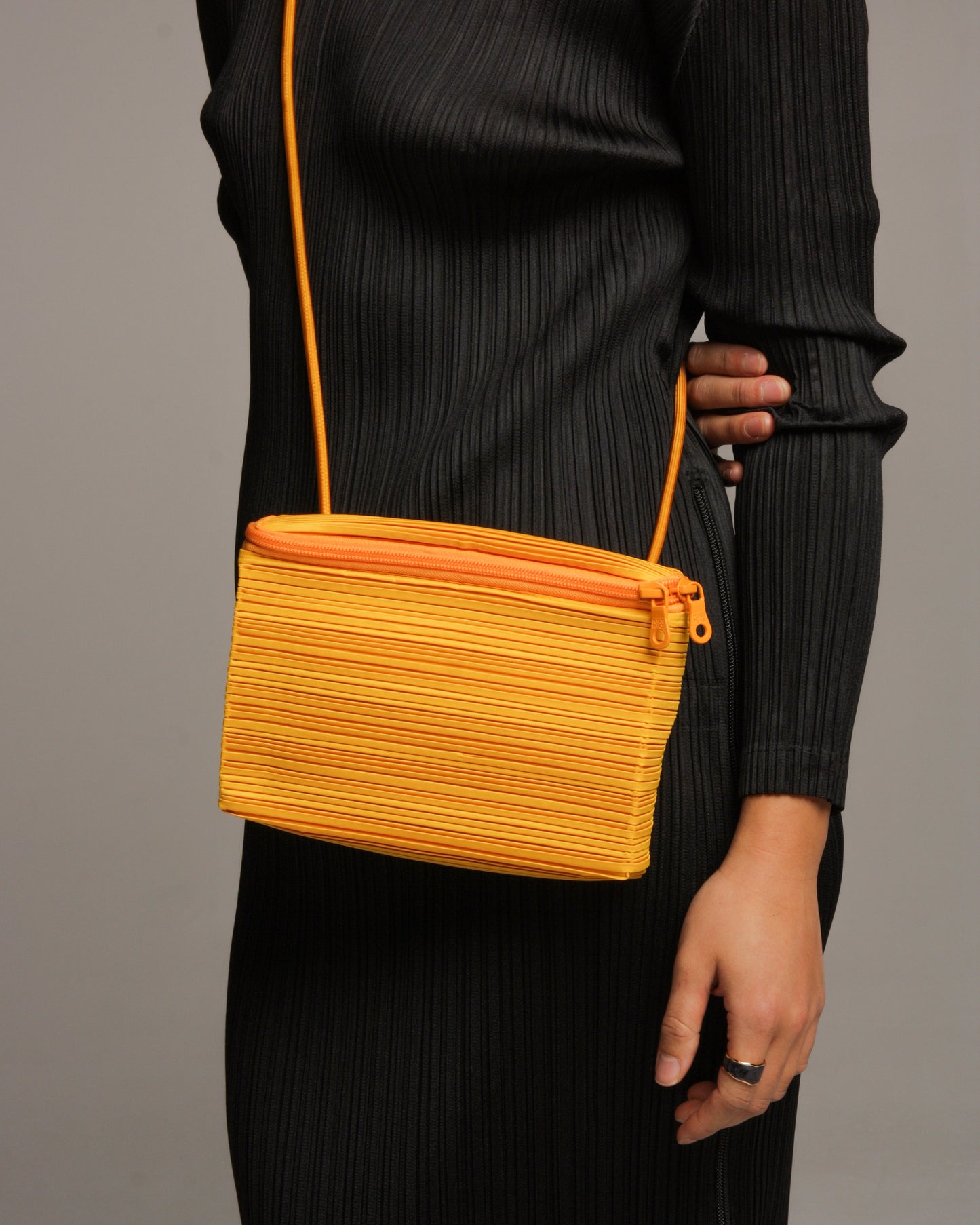 Yellow Box Pleats Bag