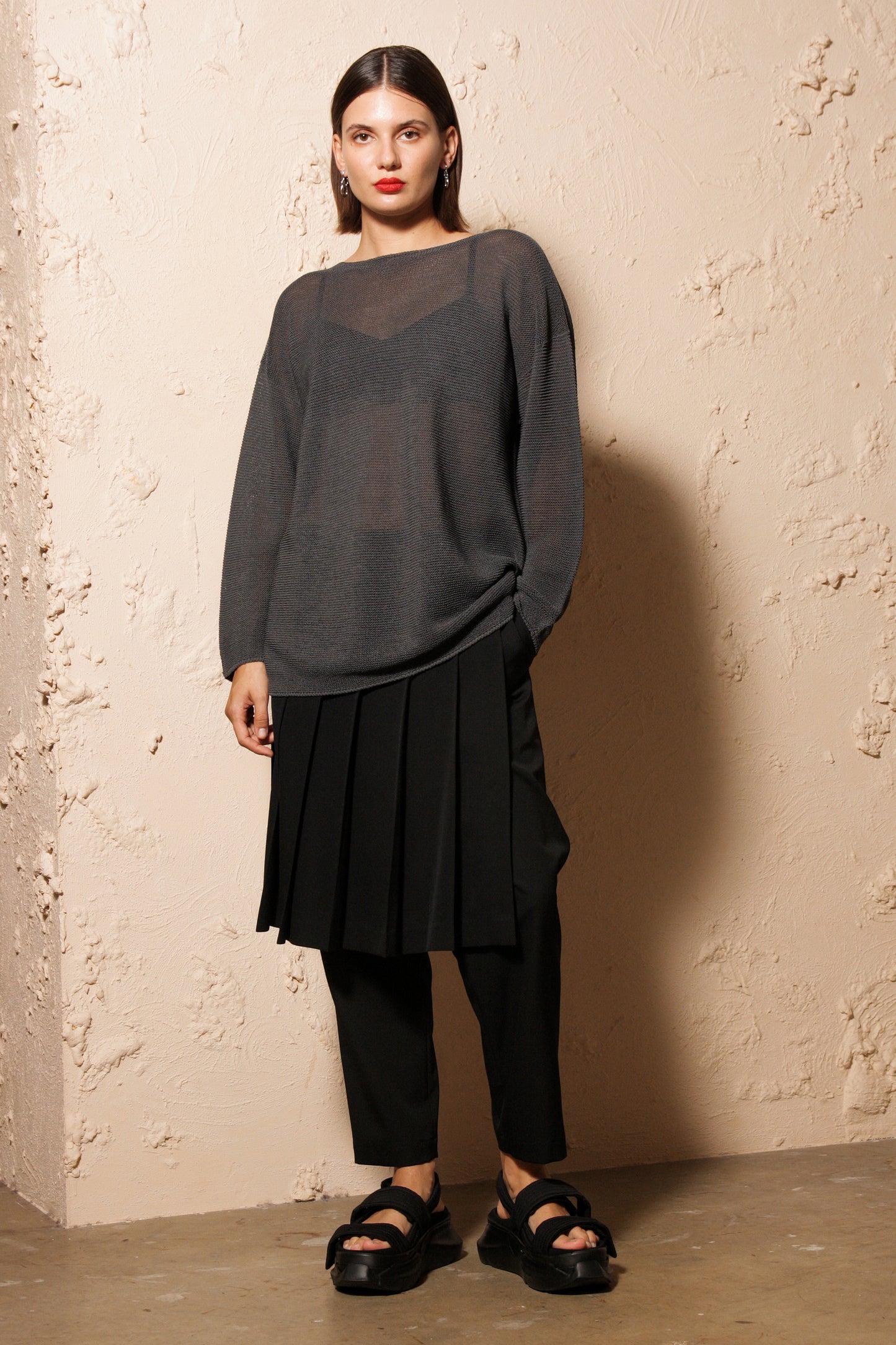 Washi Knit Top Charcoal