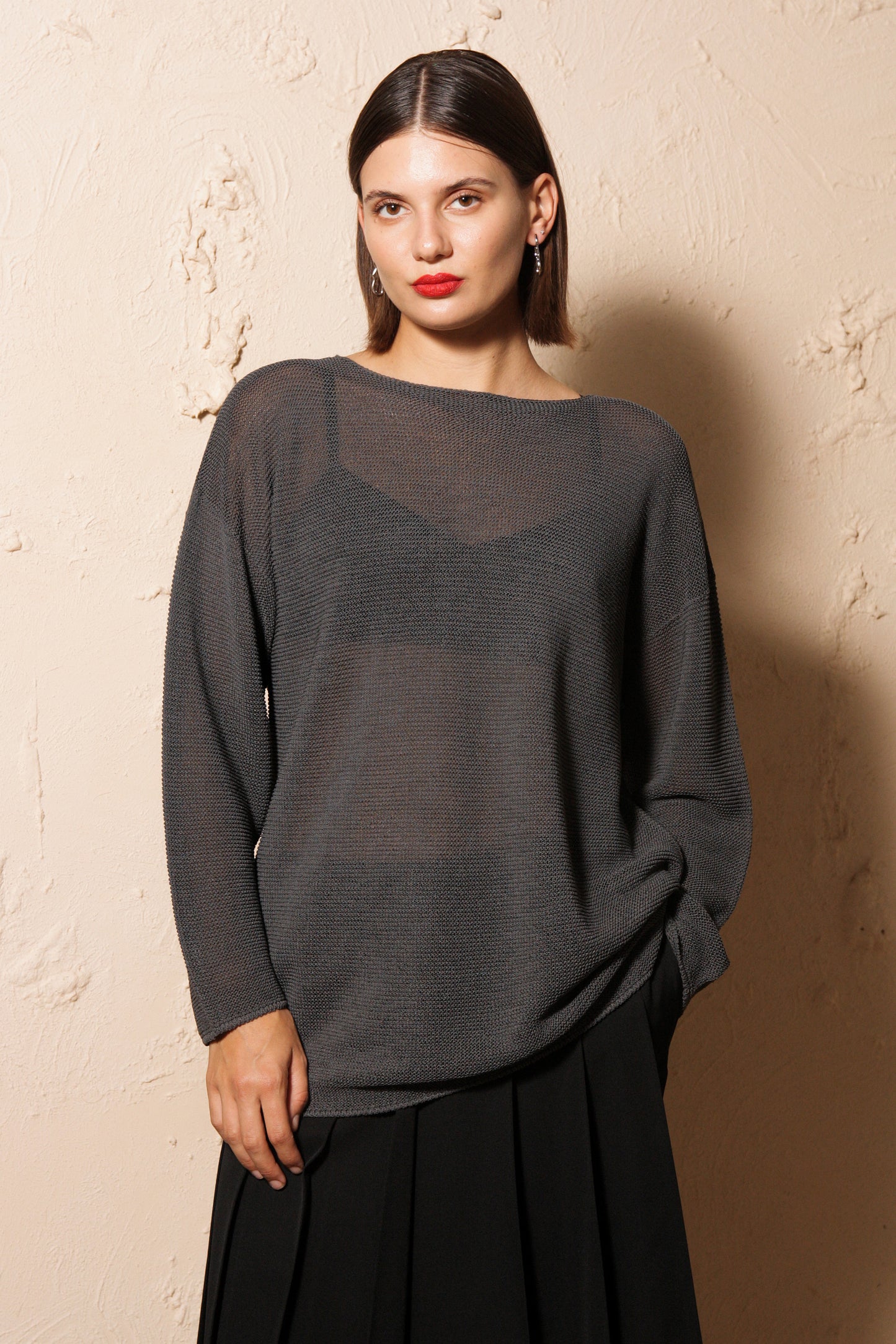 Washi Knit Top Charcoal