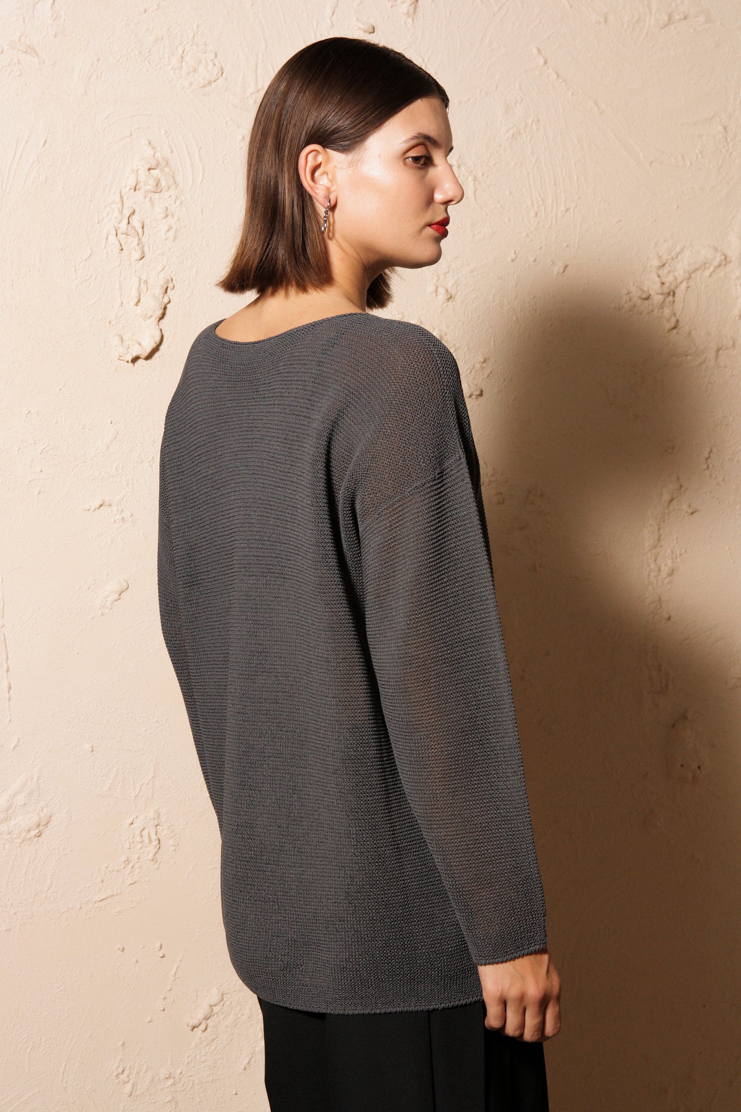 Washi Knit Top Charcoal