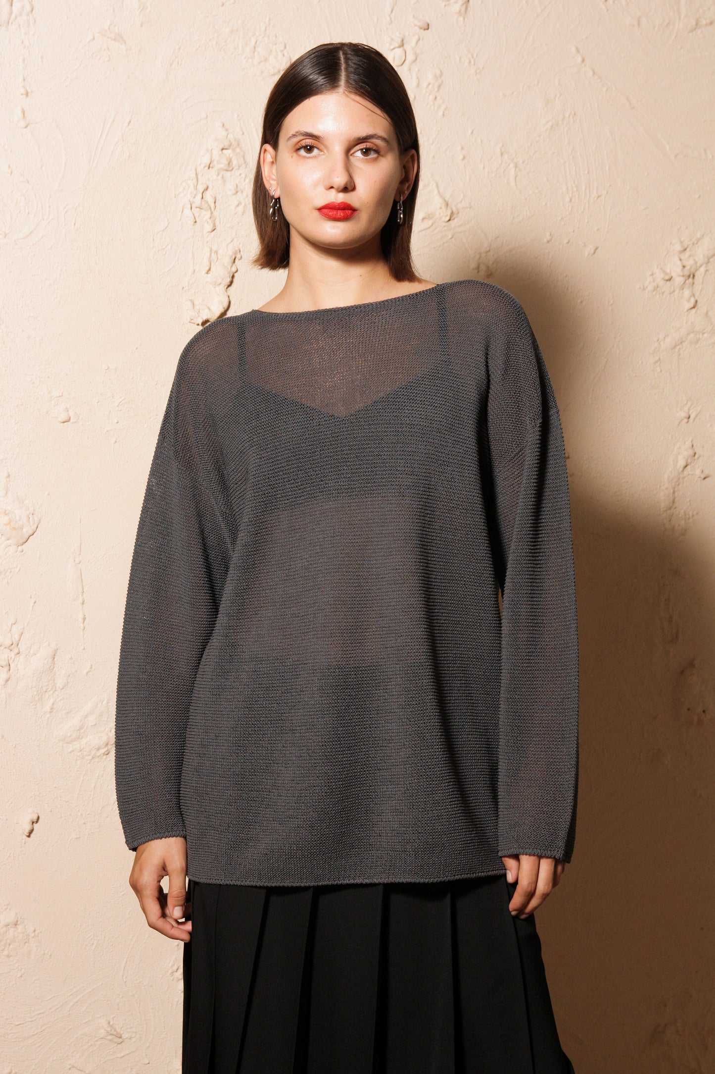 Washi Knit Top Charcoal