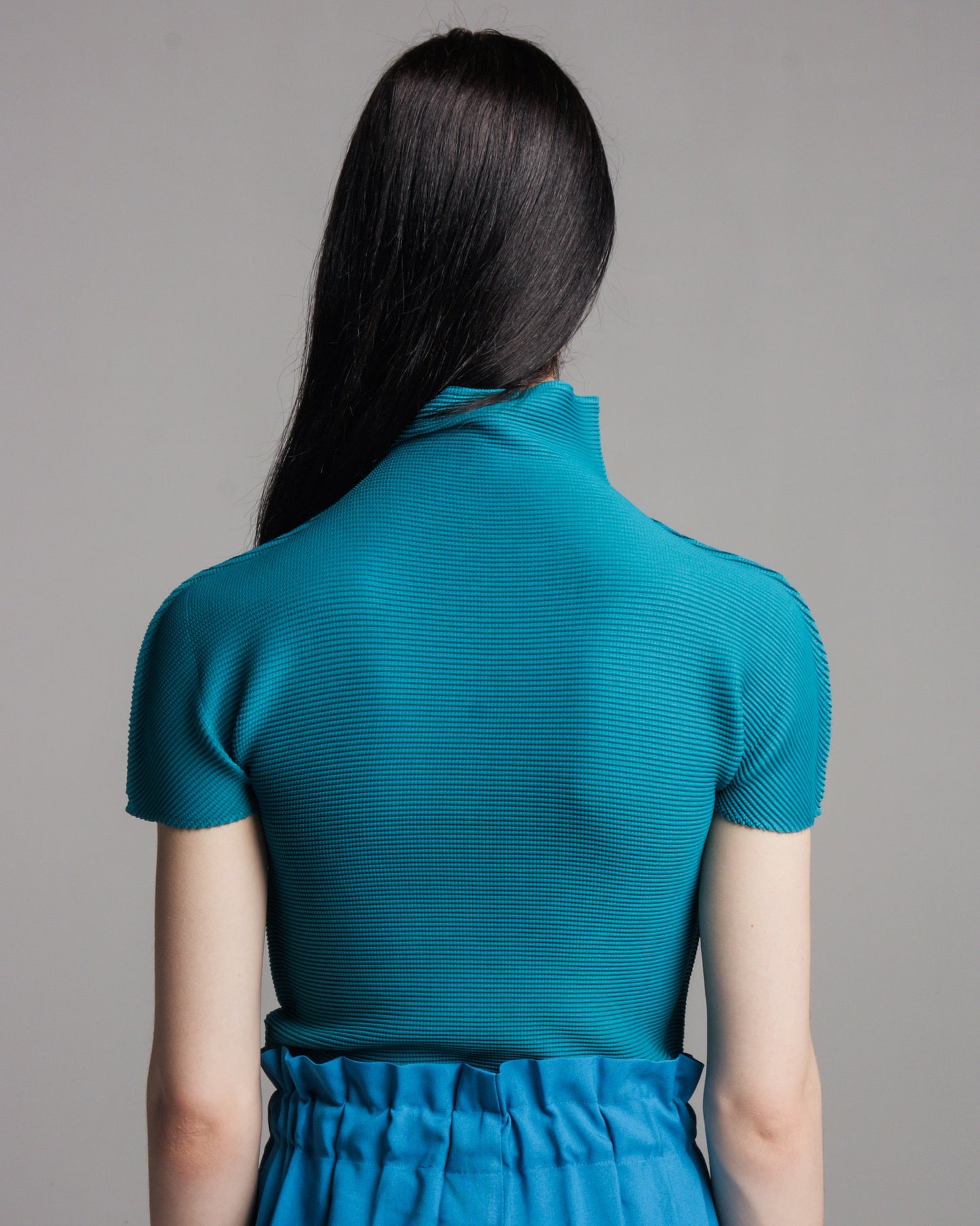 Turquoise Micropleat Tee