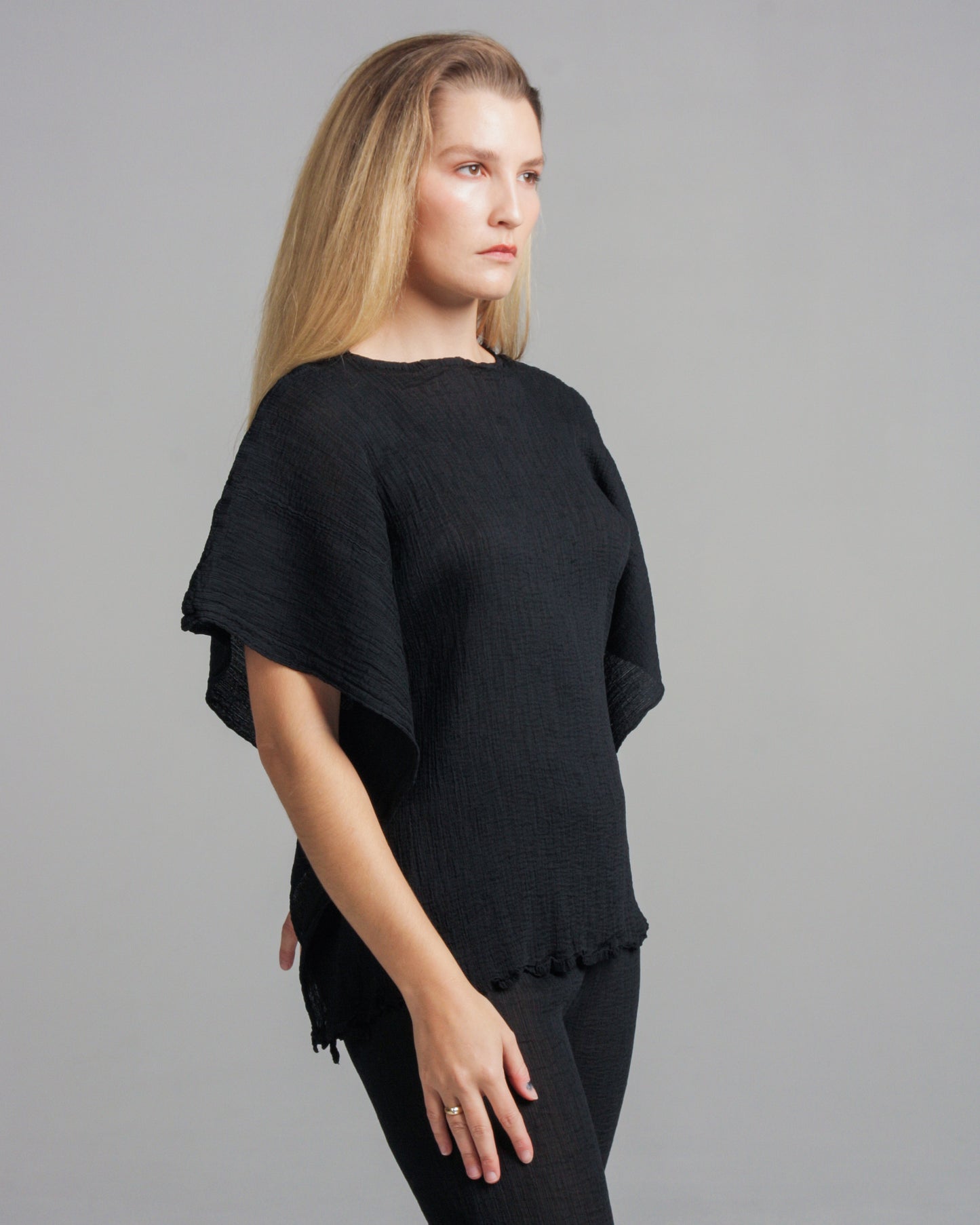 Crepe Top with Button Detail