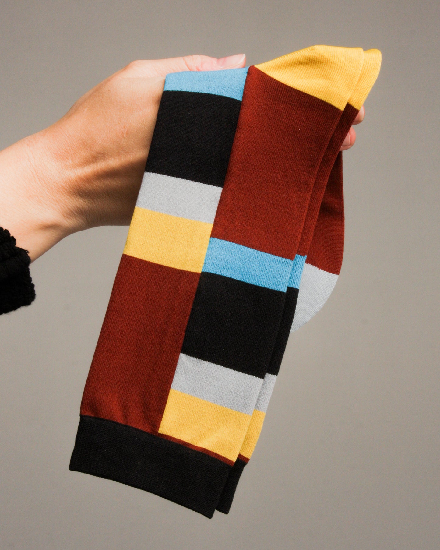 Square Stripe Brown Sock