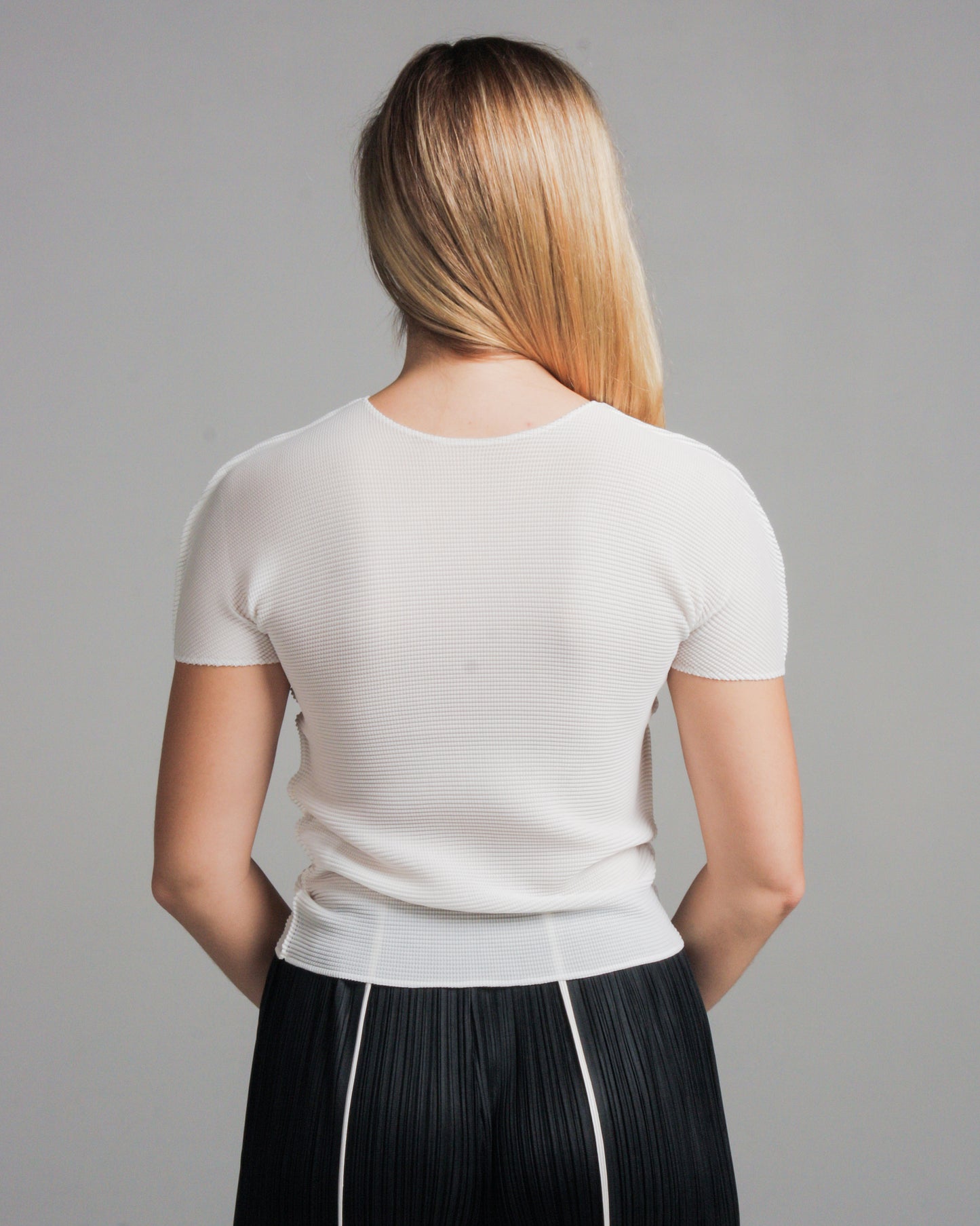 White Micropleat Tee