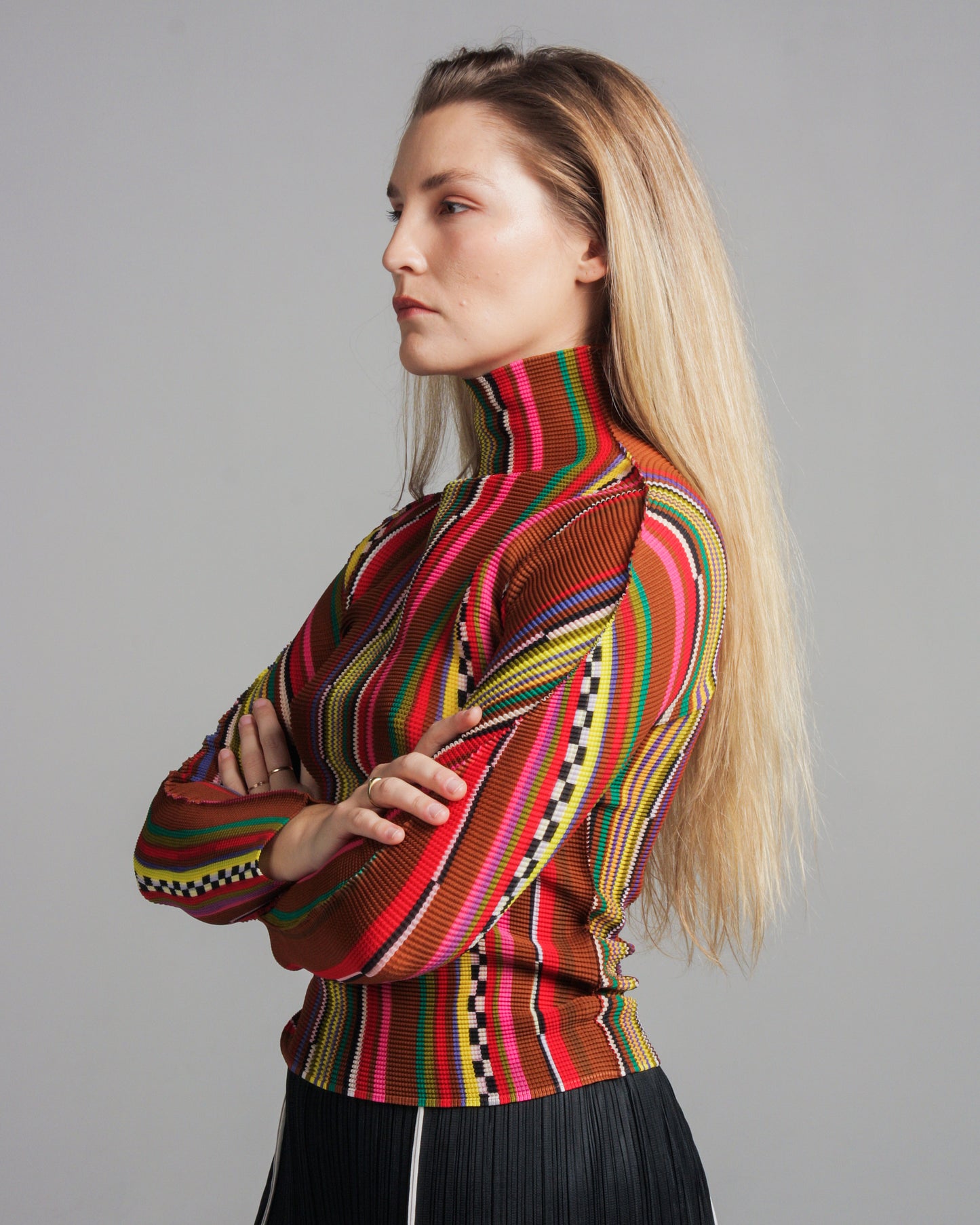 Brown Rainbow Striped Top