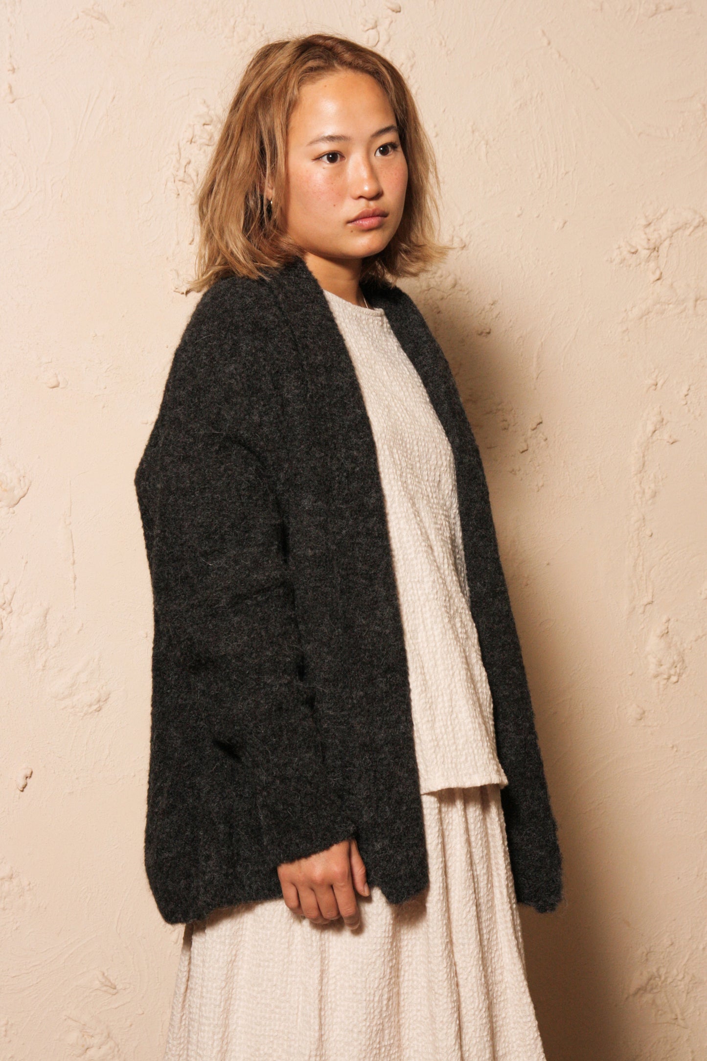 Alpaca Wool Cardigan Charcoal