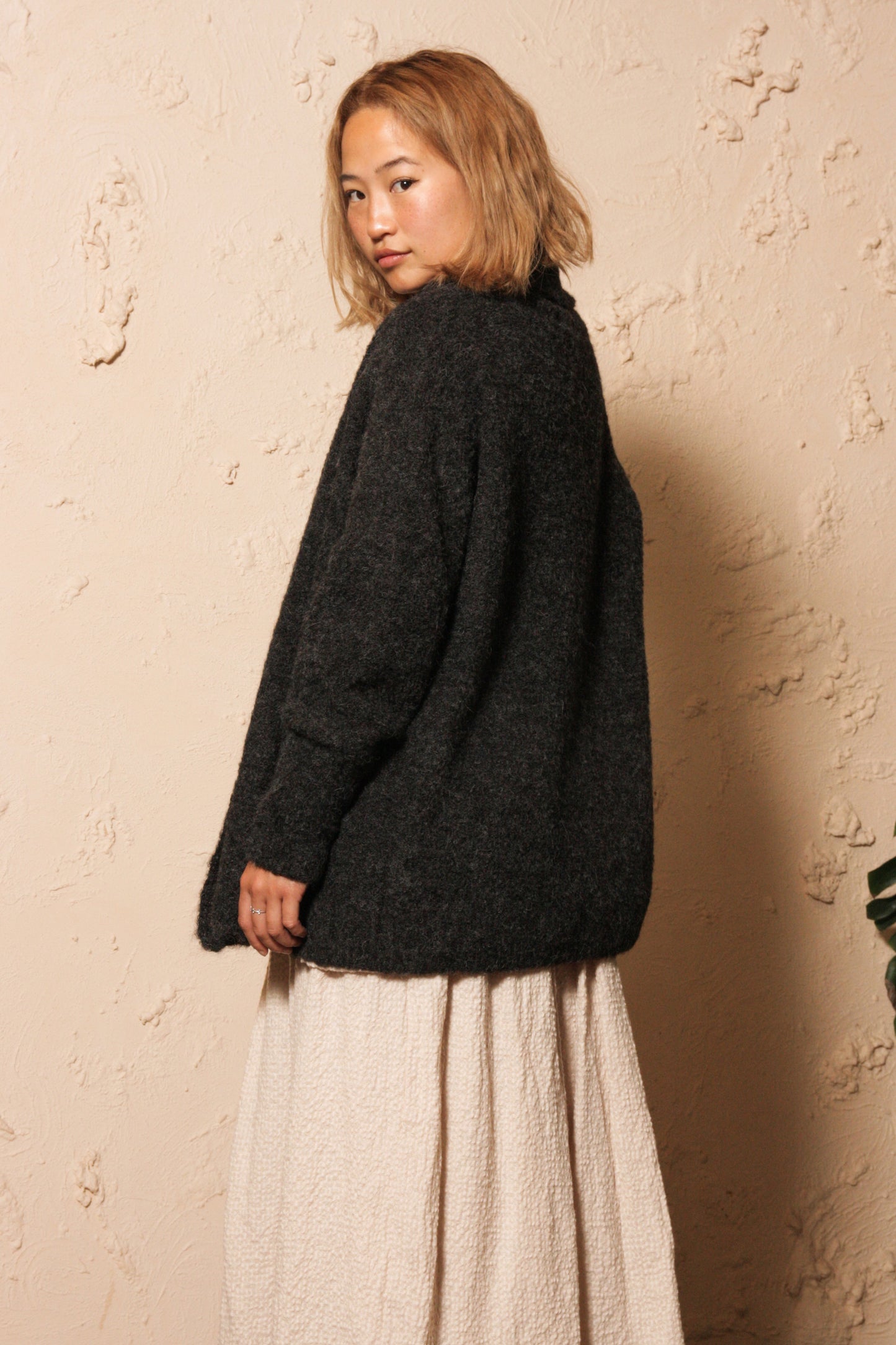 Alpaca Wool Cardigan Charcoal