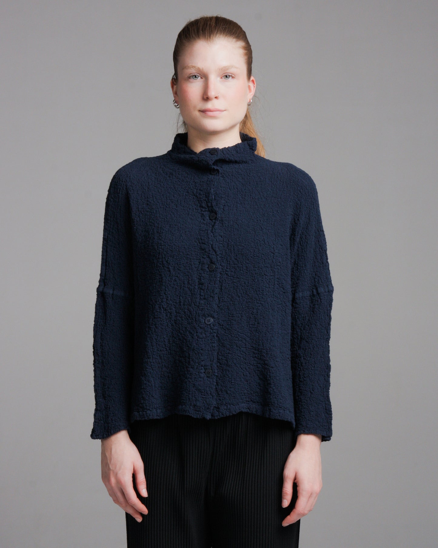 Navy Square Cauliflower Cardigan