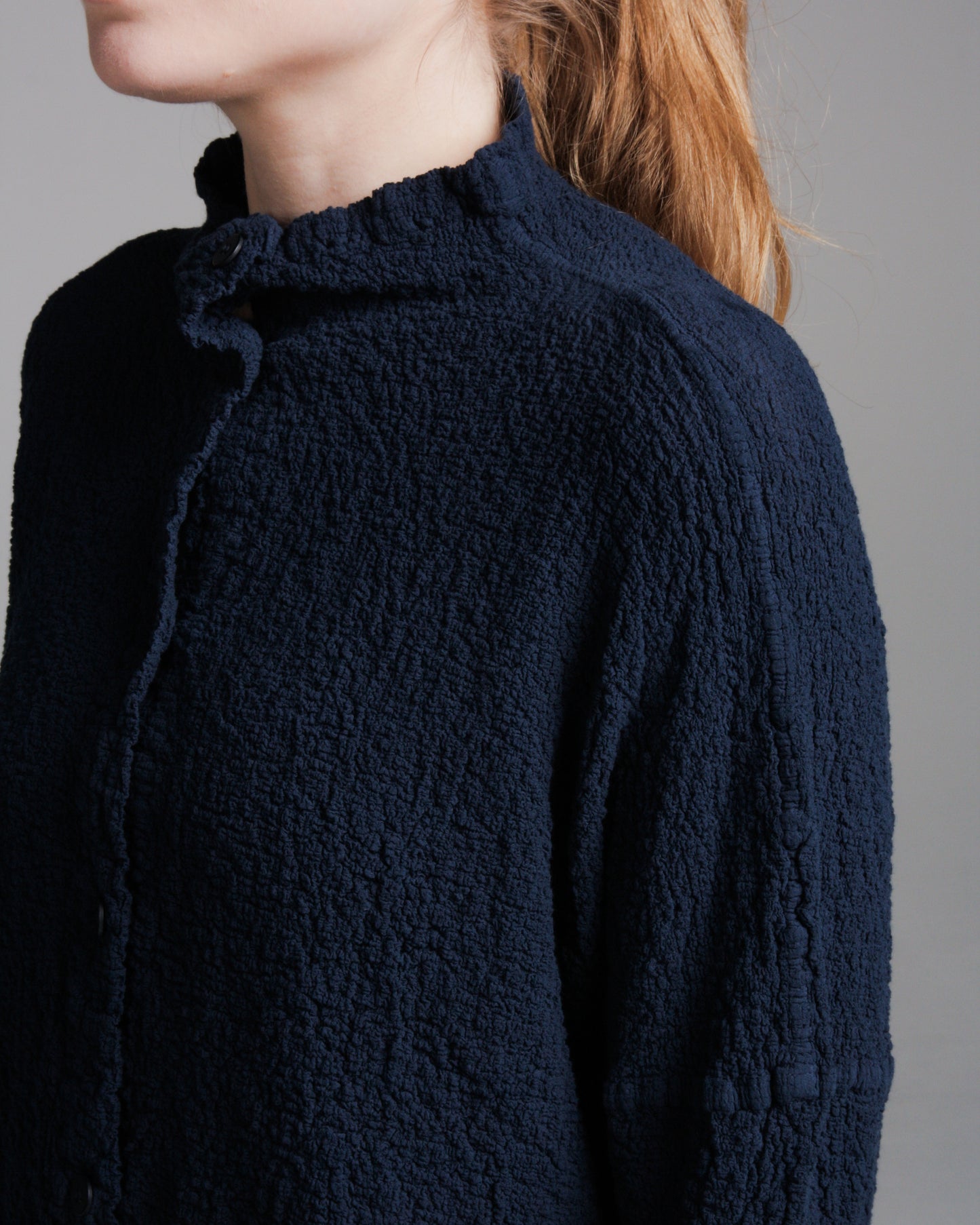 Navy Square Cauliflower Cardigan