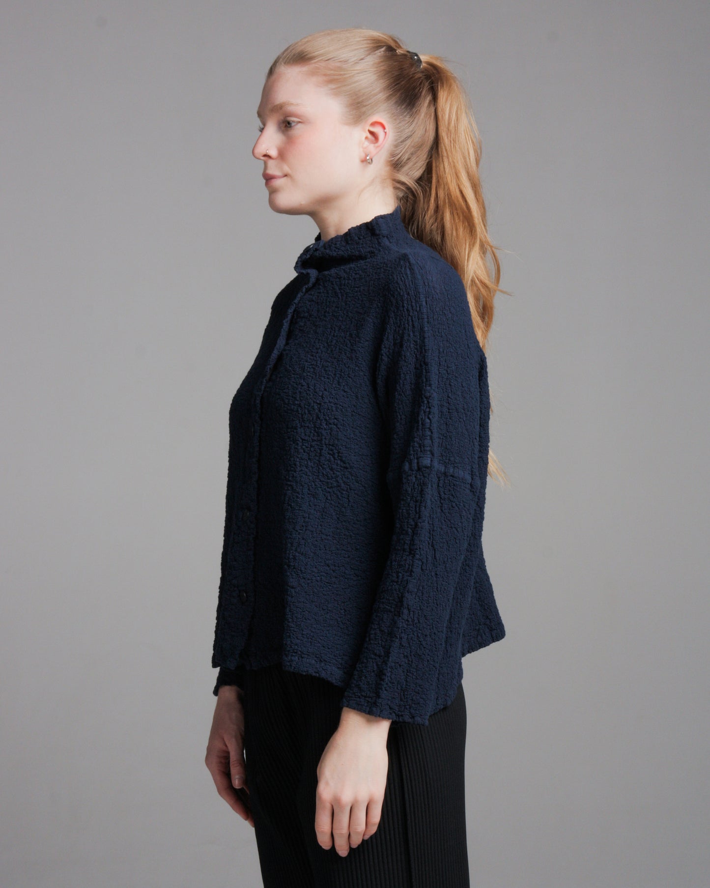 Navy Square Cauliflower Cardigan