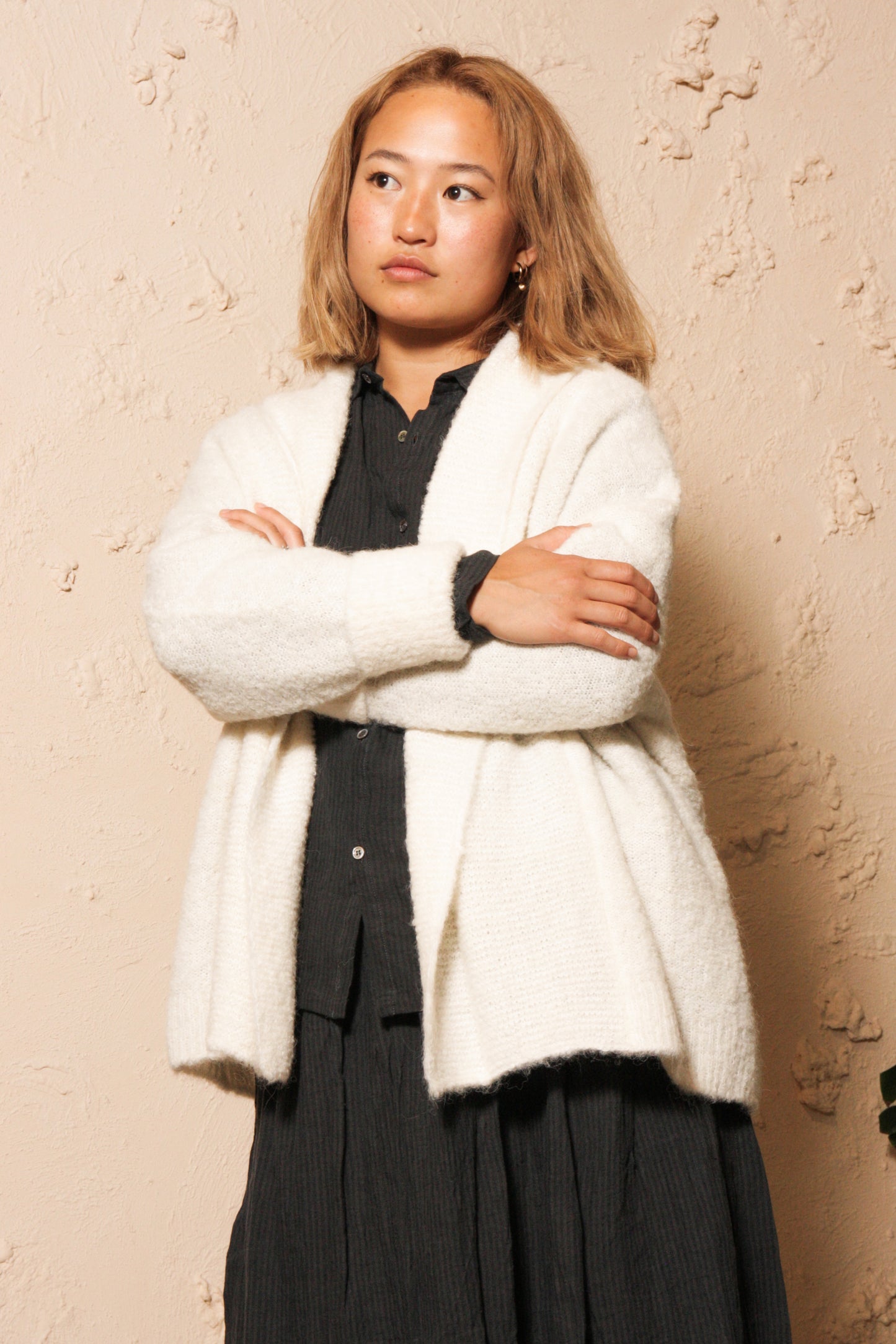 Alpaca Wool Cardigan White