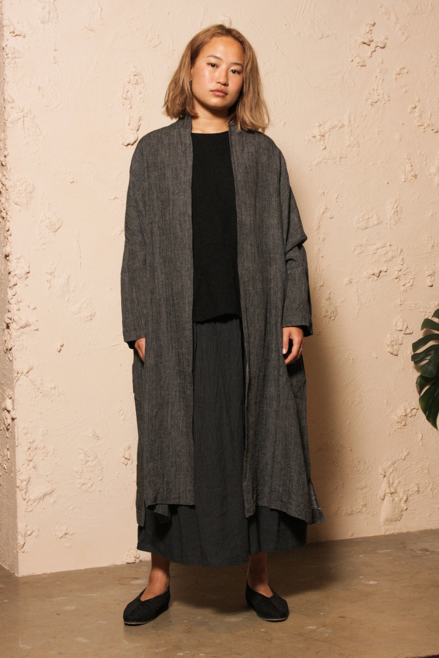 Herringbone Long Cardigan Black