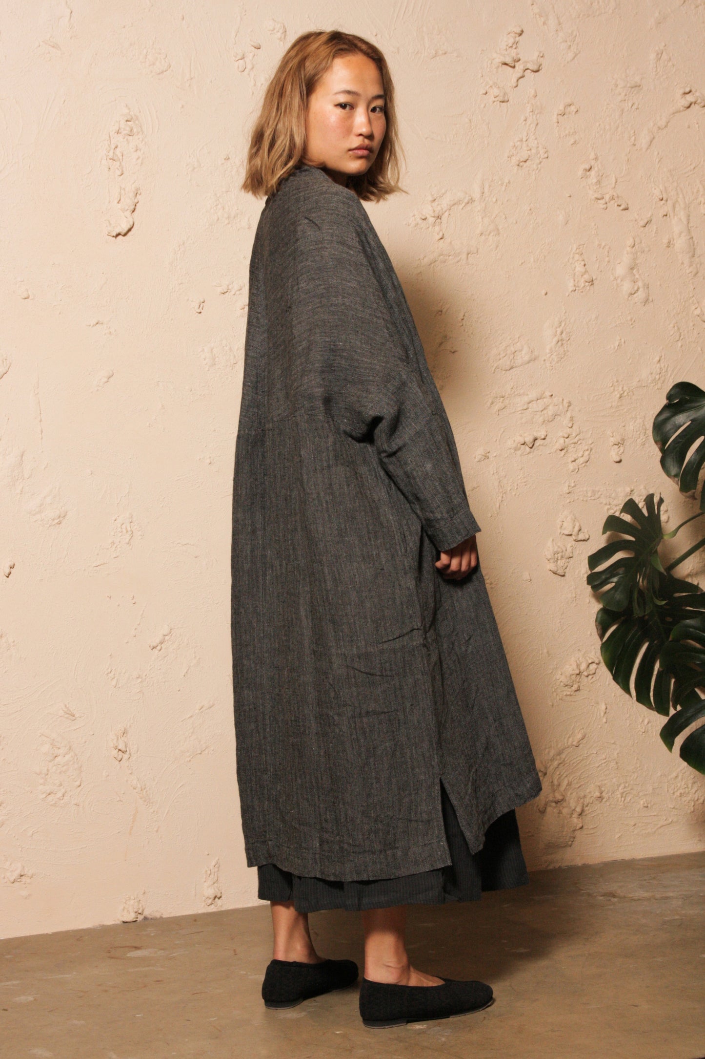 Herringbone Long Cardigan Black