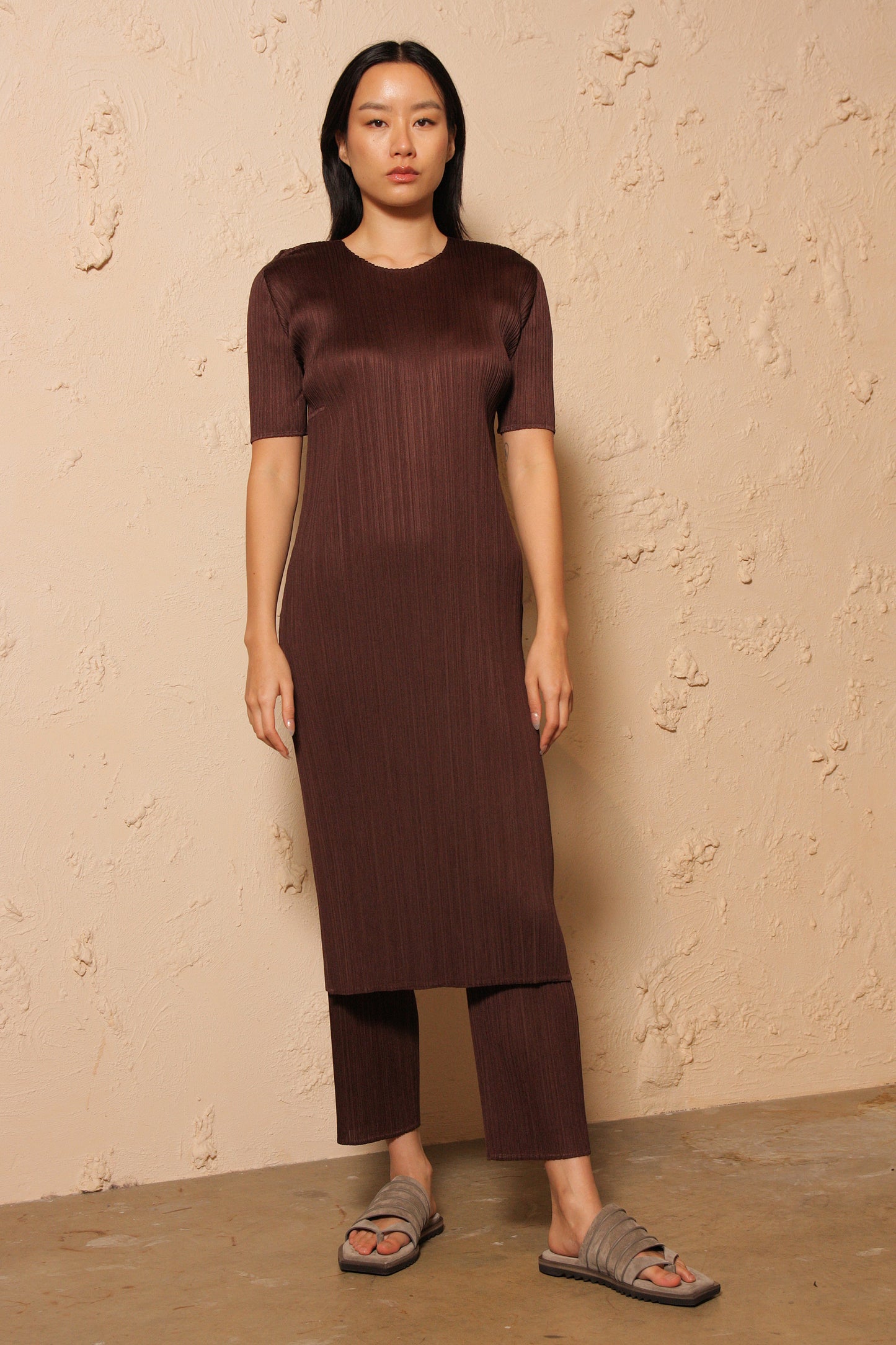 Pleated Dress Brown