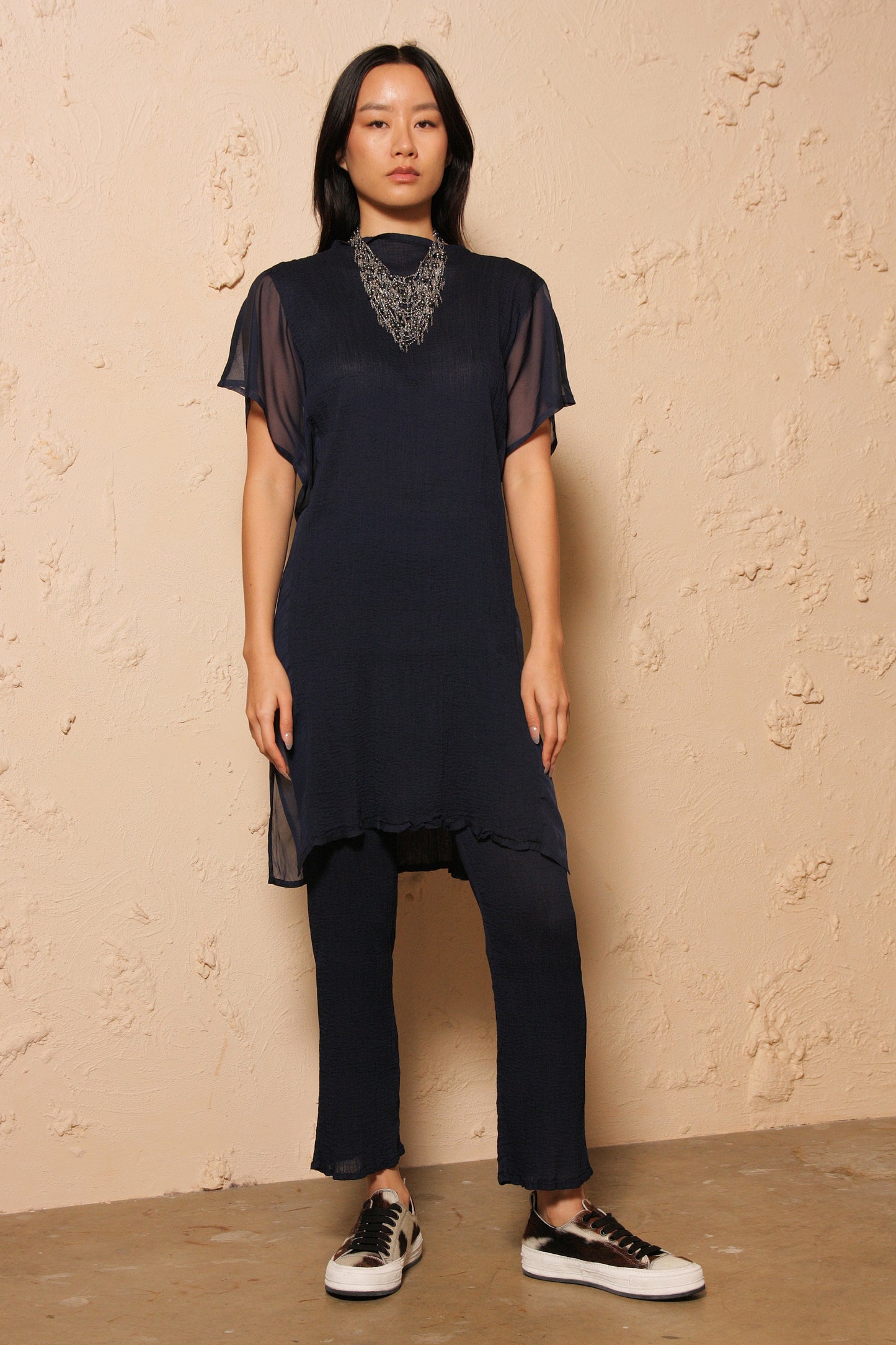 Crepe Straight Pant Navy