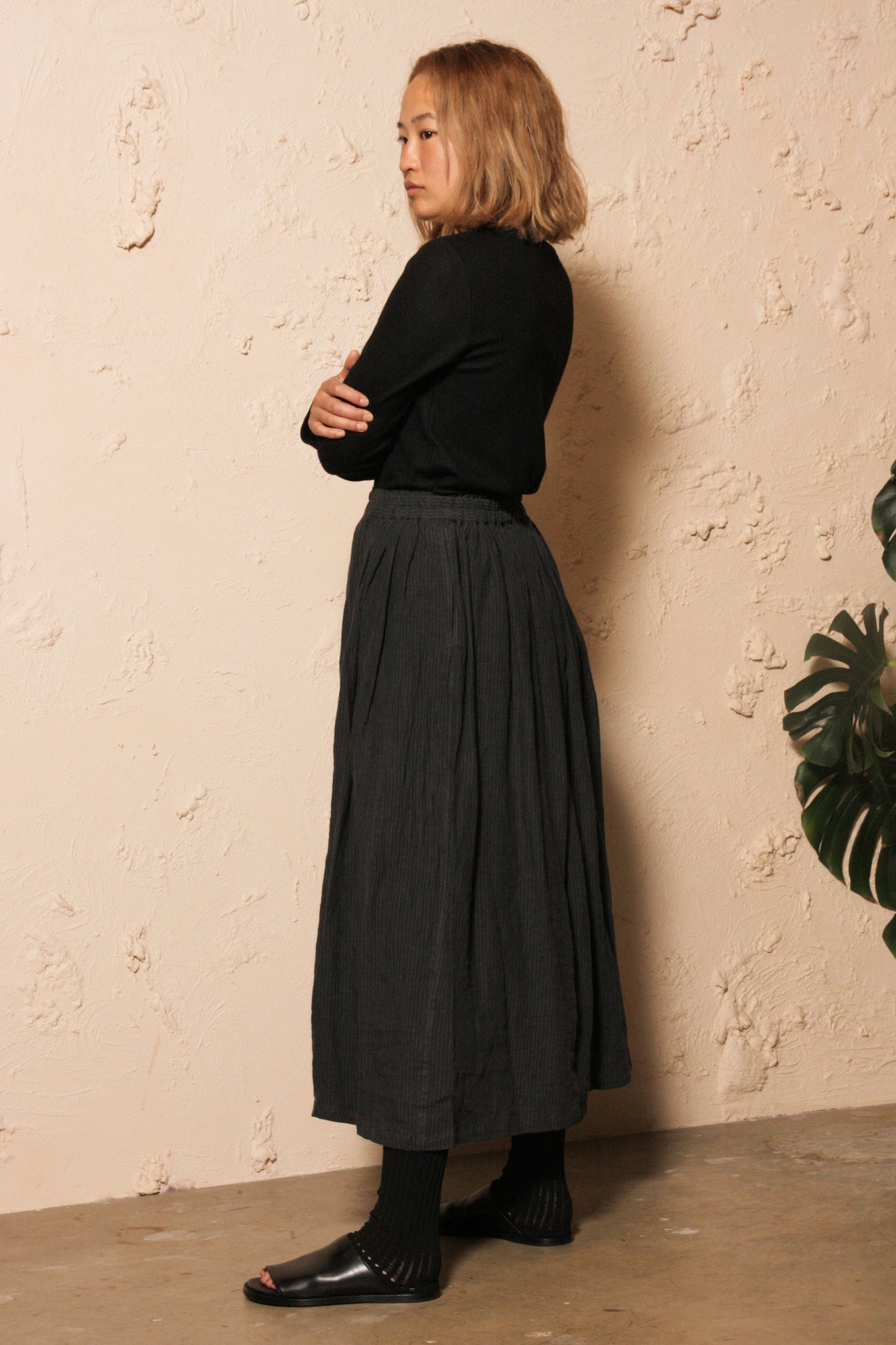 Azumadaki Stripe Skirt Black