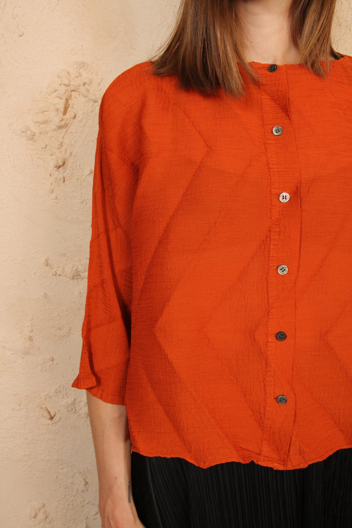 Ornament Crepe Cardigan Orange