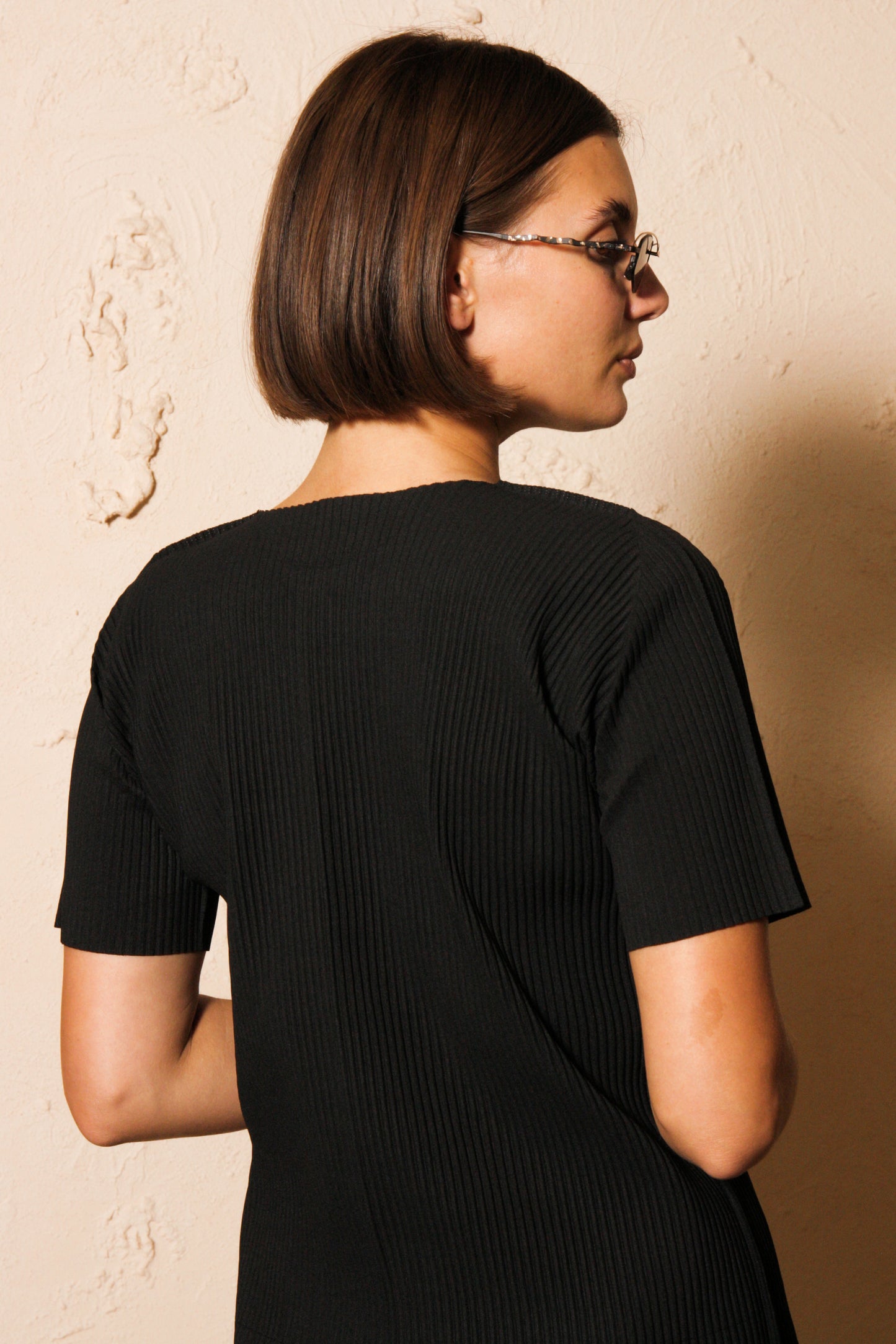 Soft Pleated Tee Black