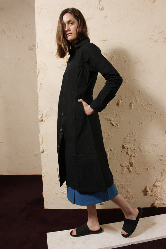 Wax Cotton Dress Black