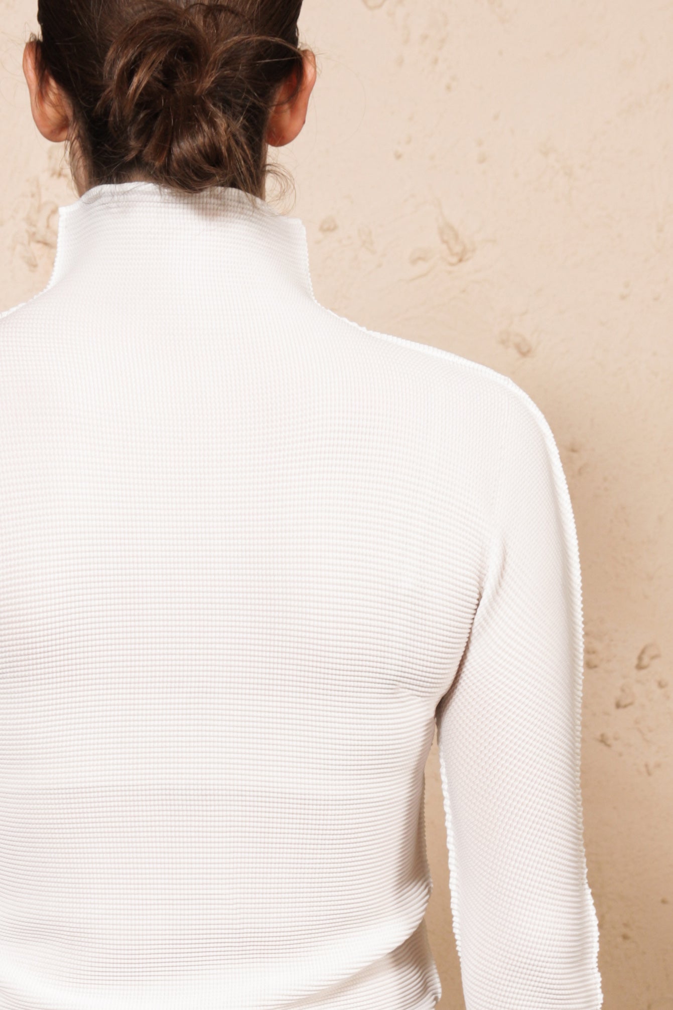 Micropleated Long Sleeve White