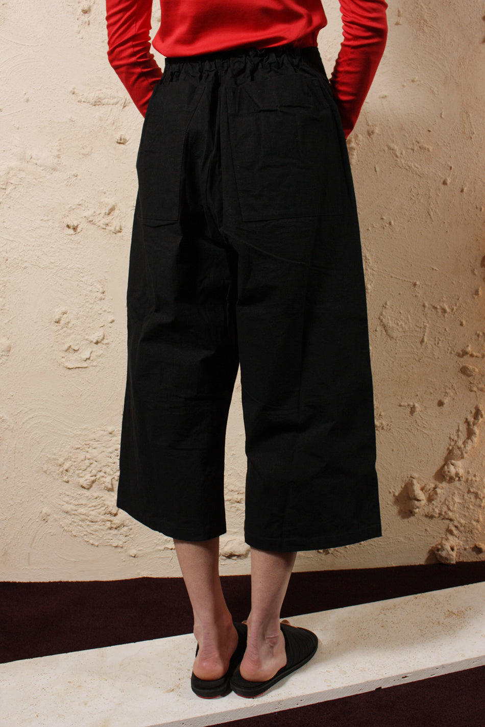 Wax Cotton Pants Black