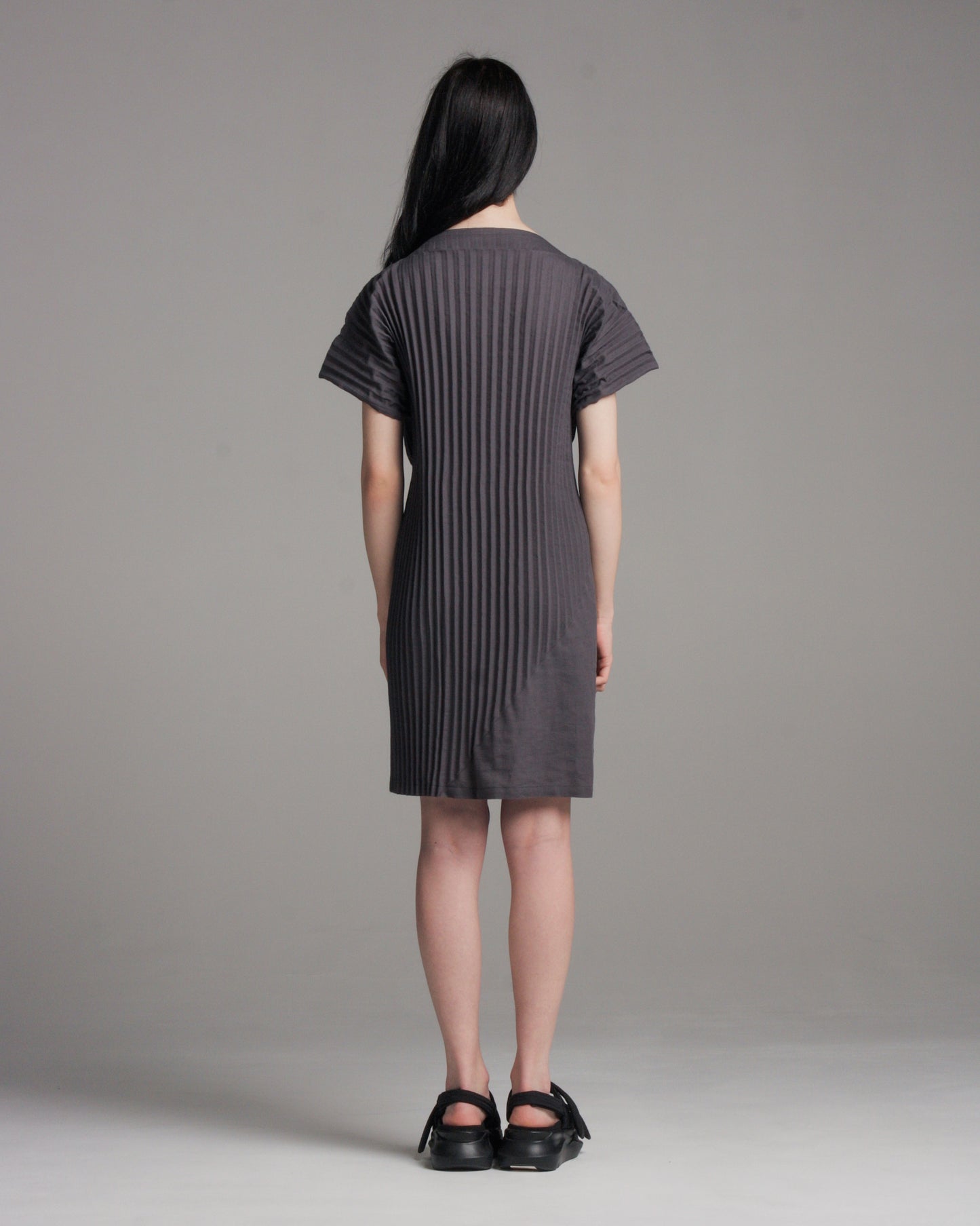 Cotton Linen Blend Pleated Dress