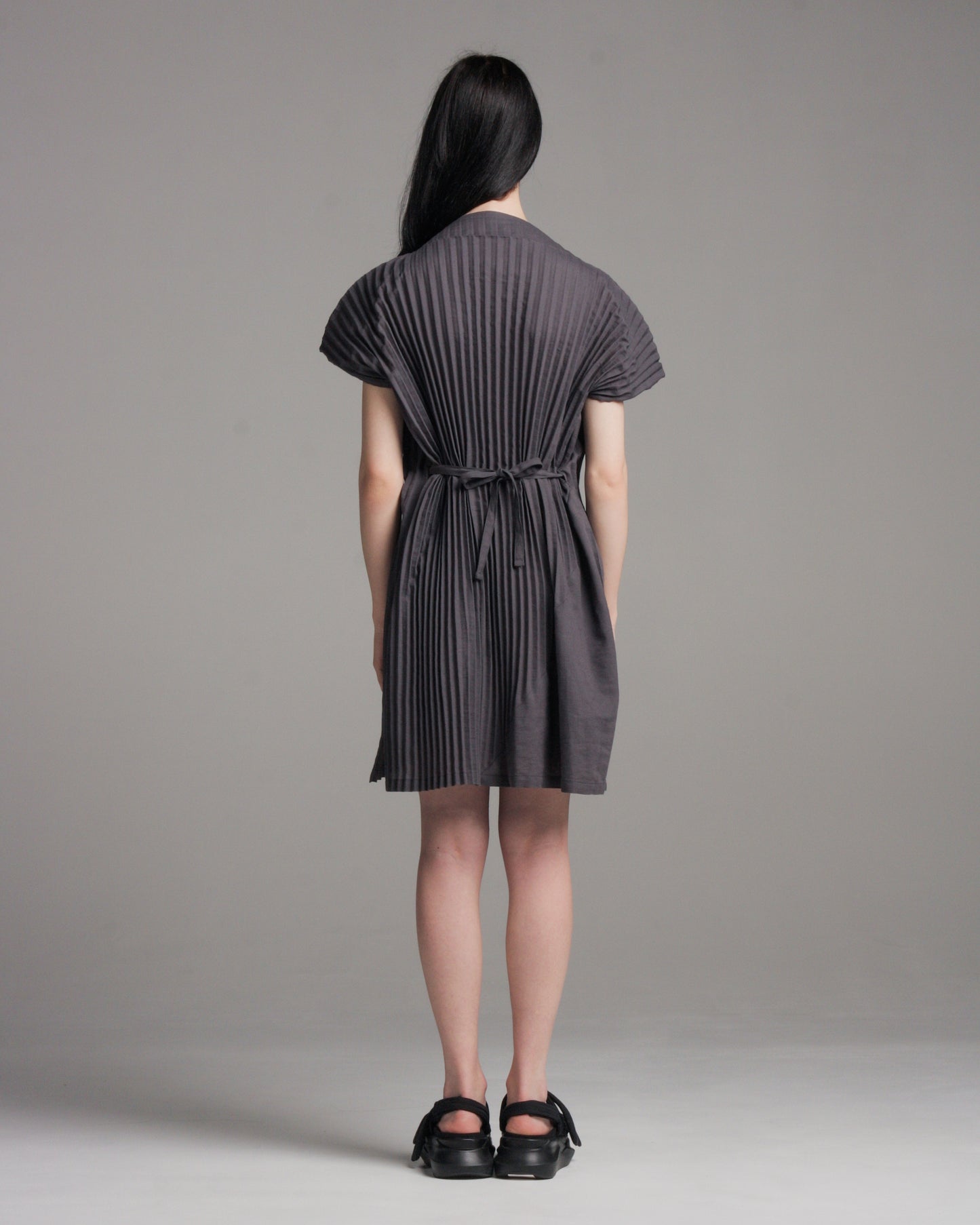 Cotton Linen Blend Pleated Dress