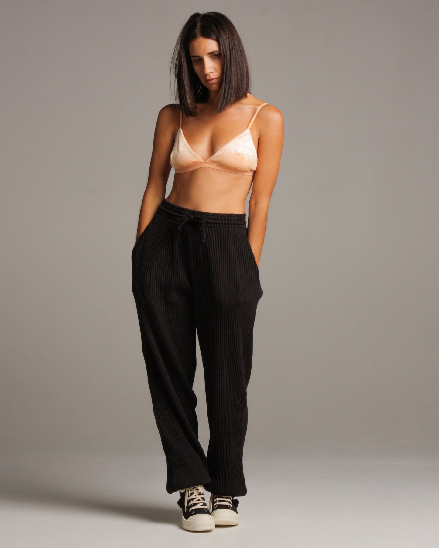 Black Rib Sweat Pants