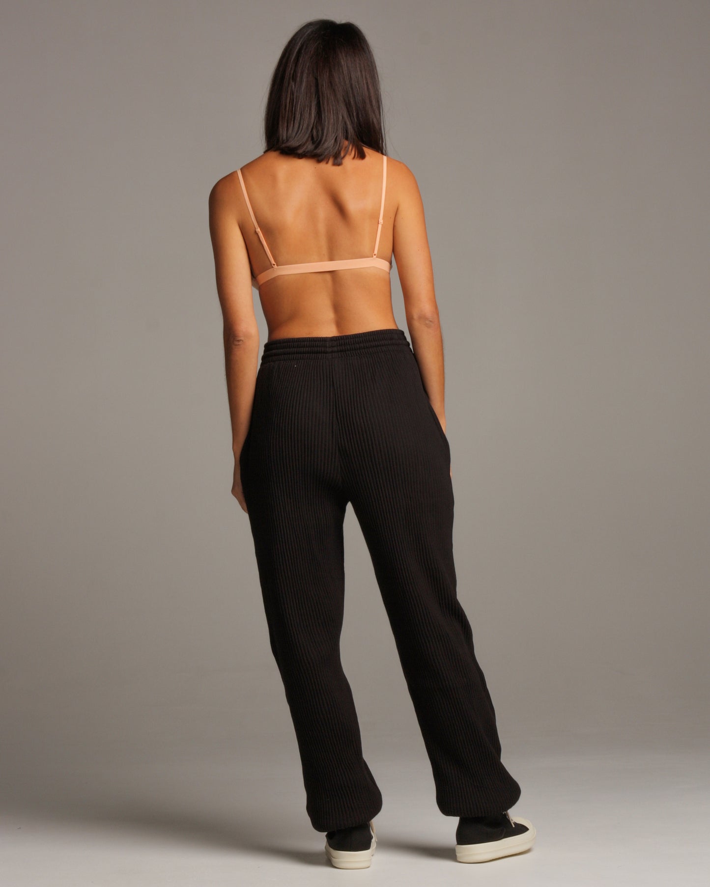 Black Rib Sweat Pants