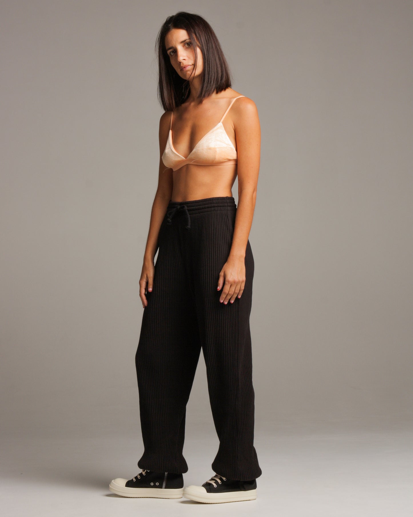 Black Rib Sweat Pants