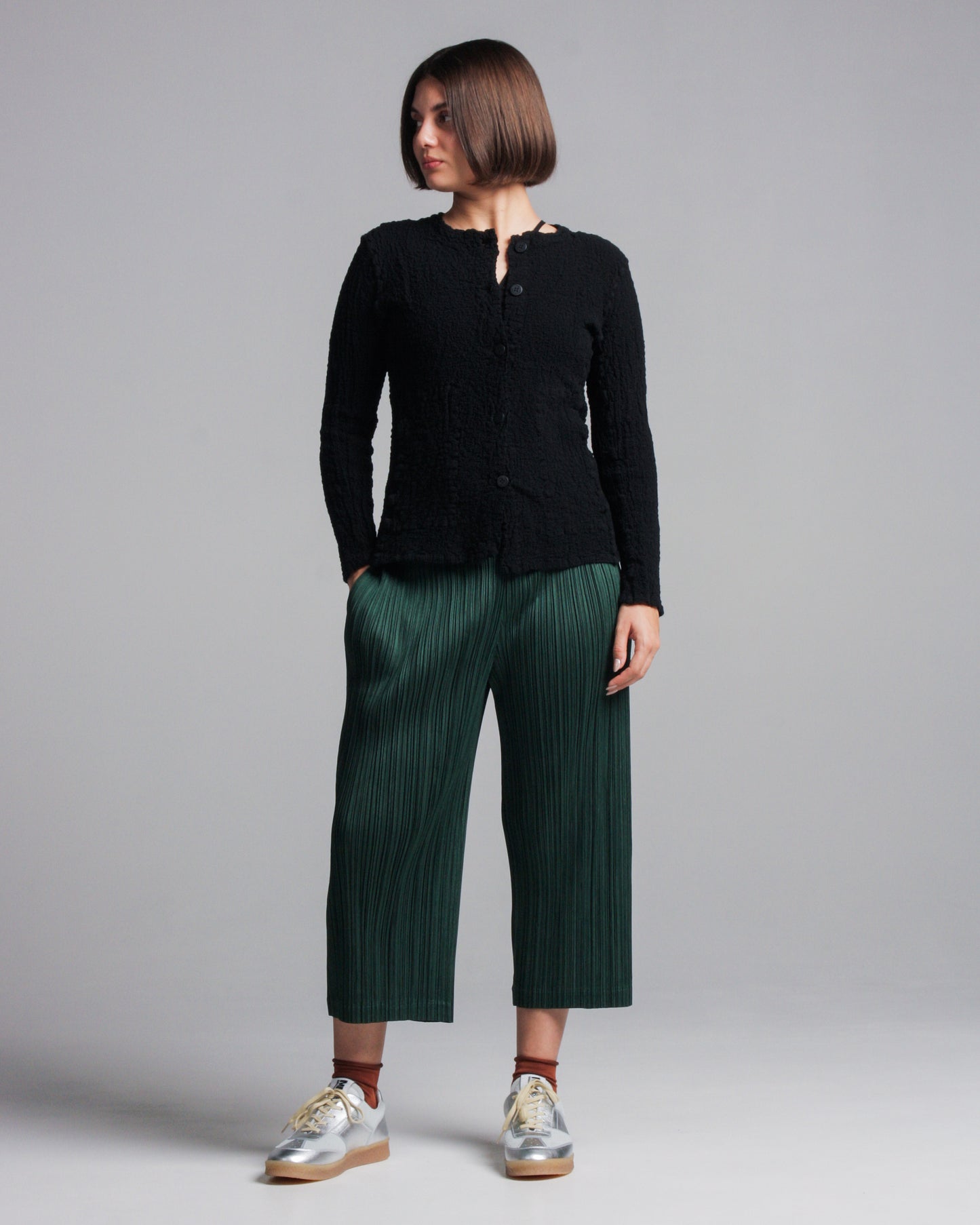 Dark Green Pleated Pants