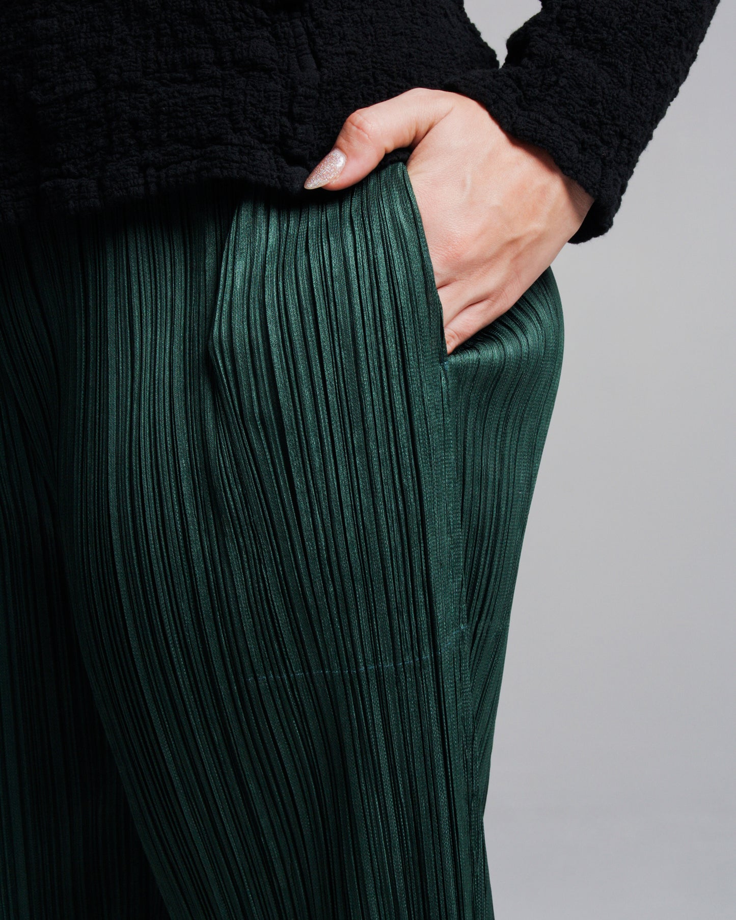 Dark Green Pleated Pants