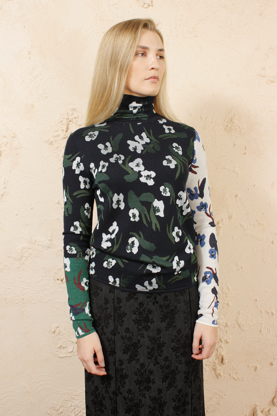 KLARA FLORAL TWO TONE KNIT